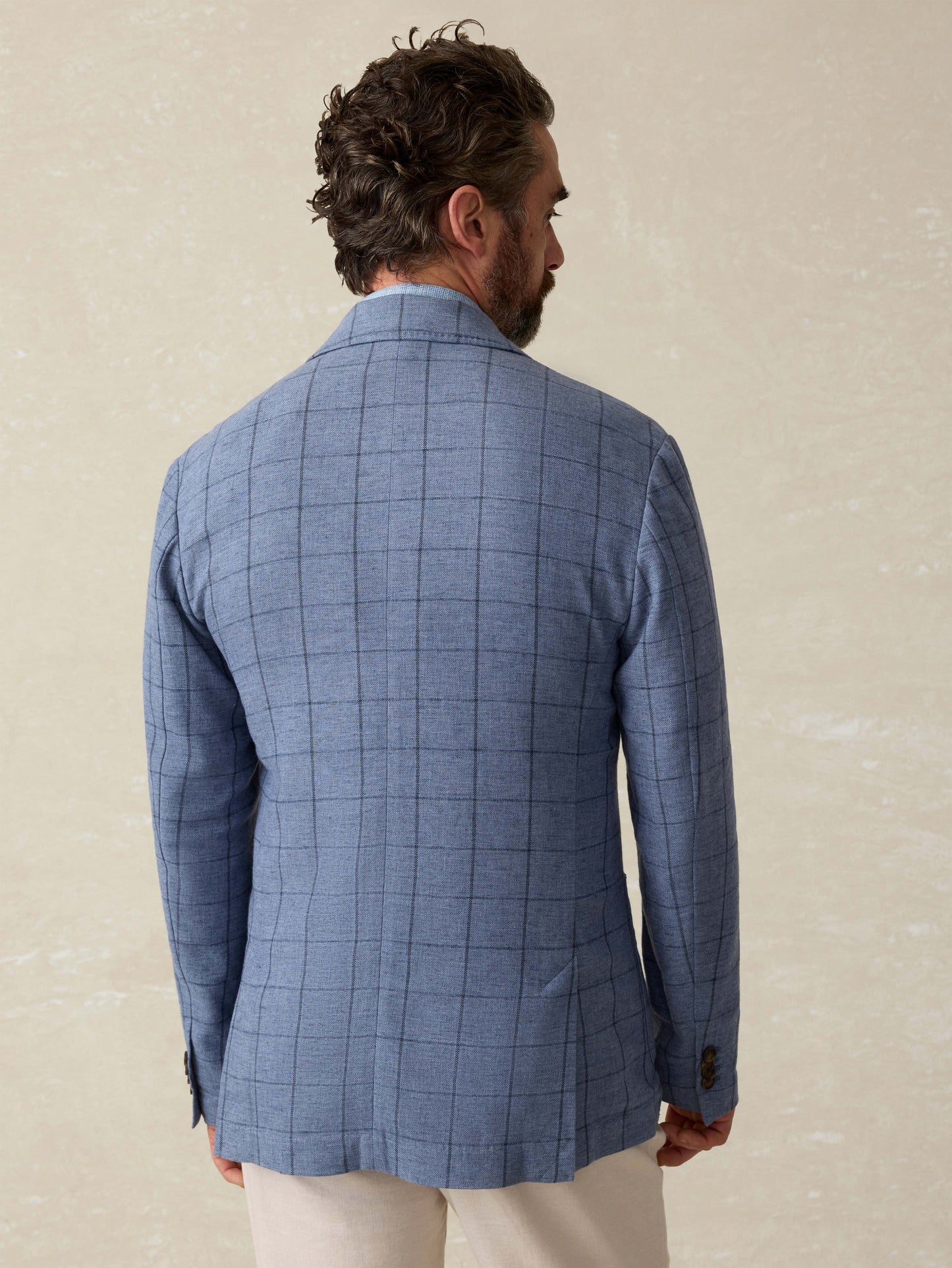 Movement™ Linen Blazer - Storm Cape Windowpane