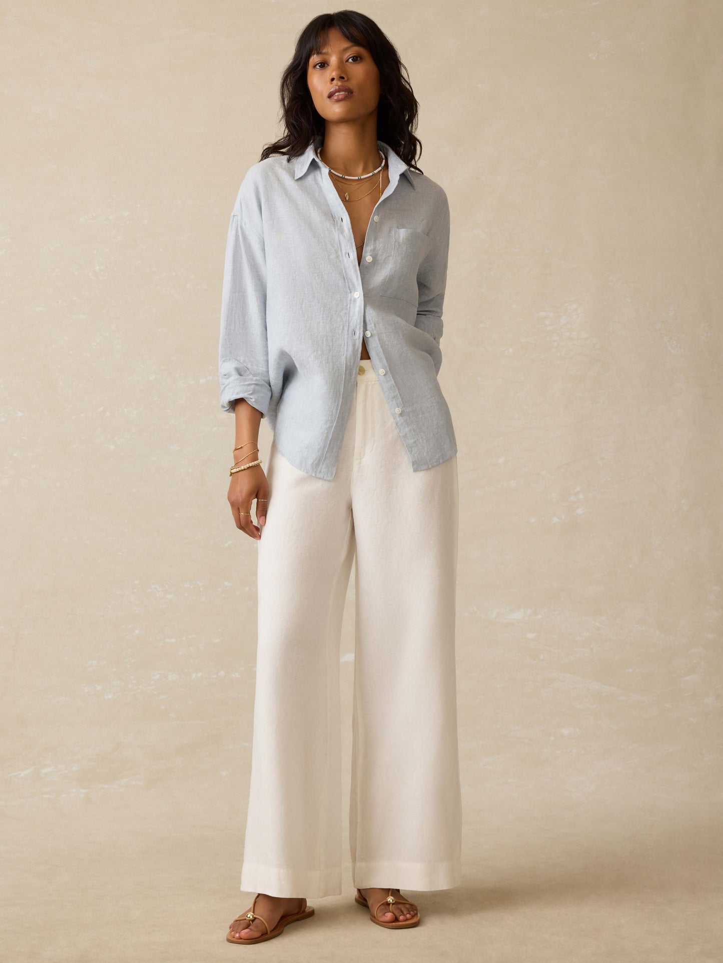 Laguna Linen Relaxed Shirt - Blue Fog