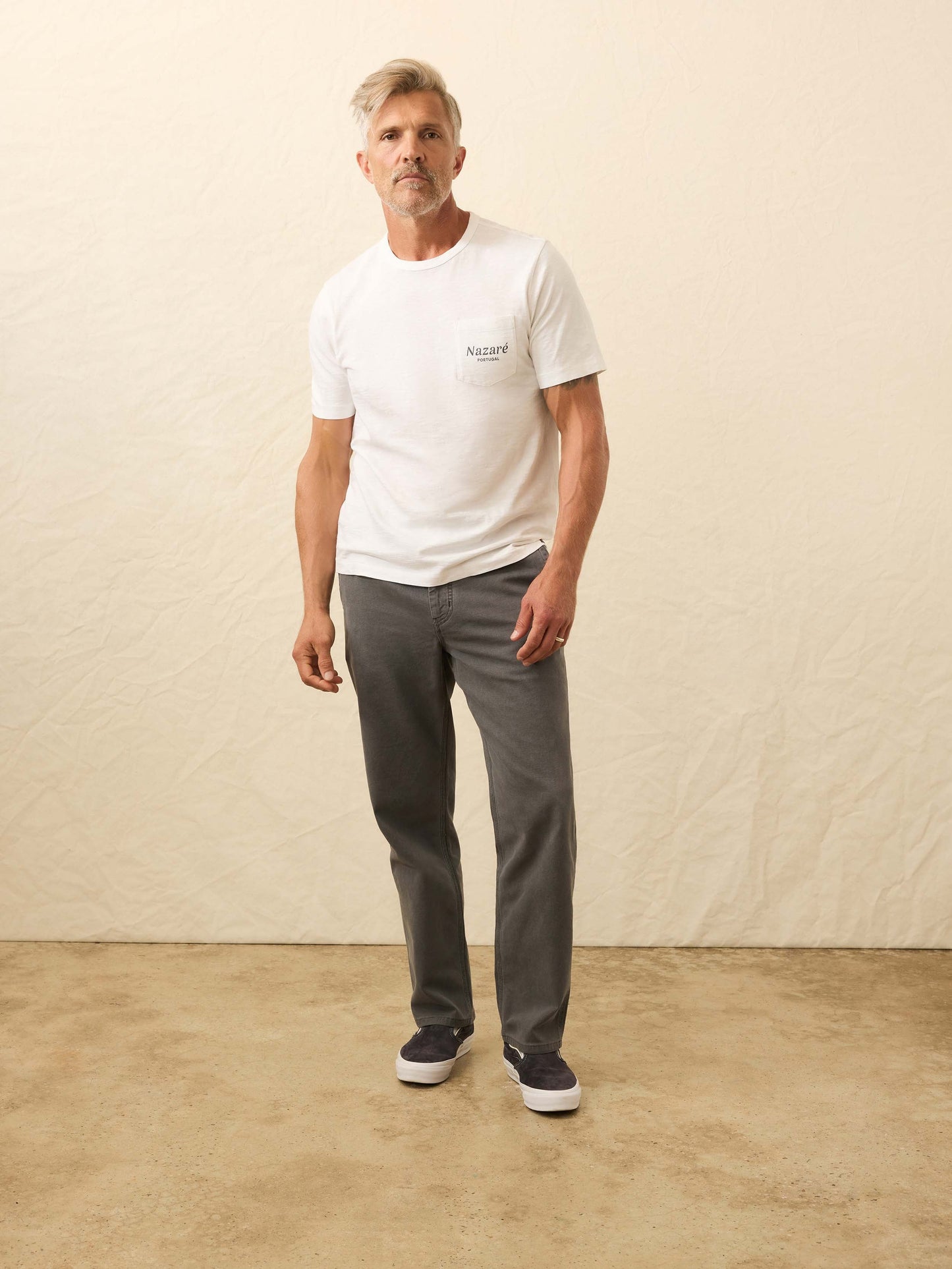 Nazare Sunwashed Pocket Tee - White