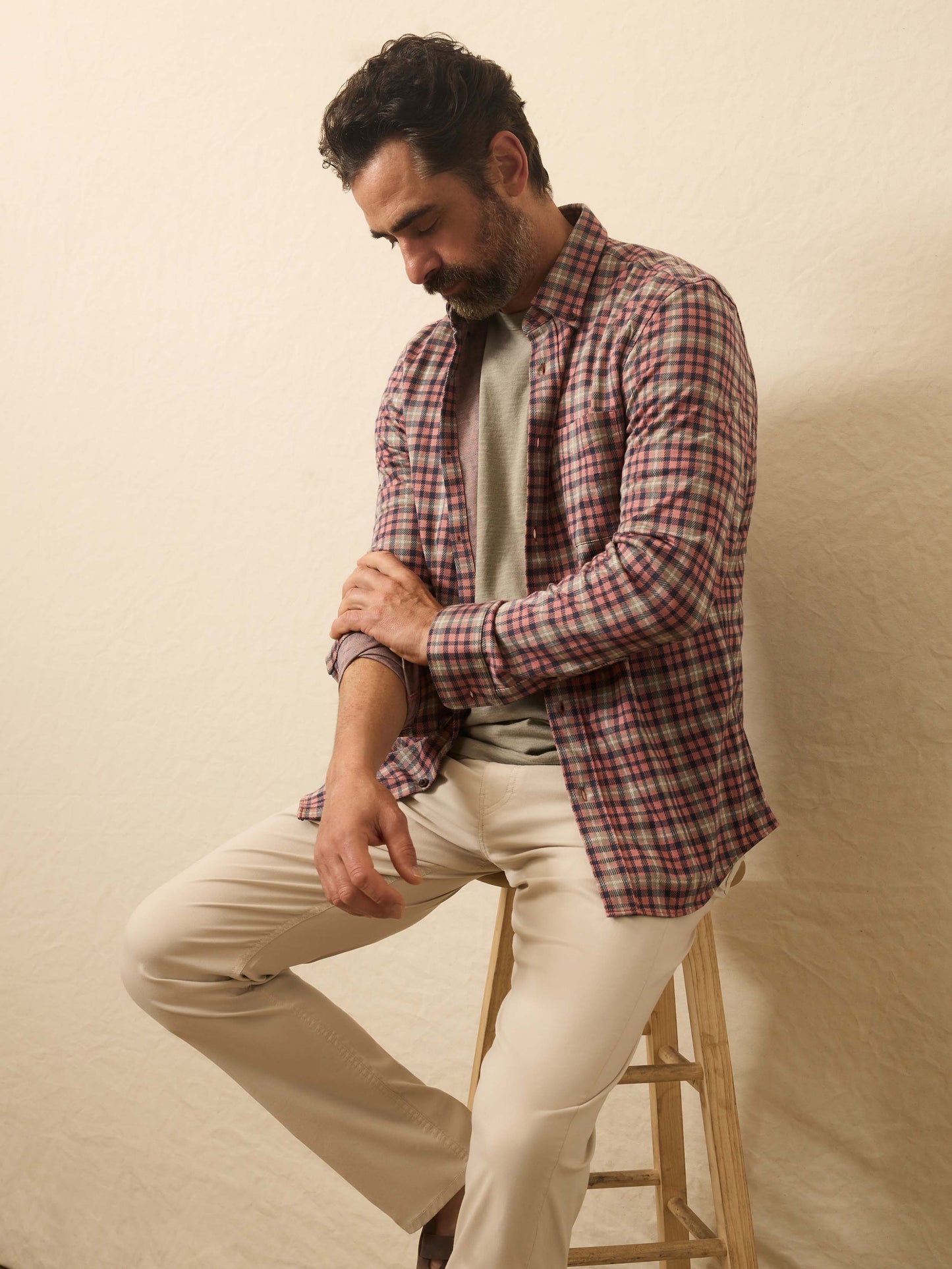 Coastline Knit Shirt - Redstone Forest Plaid