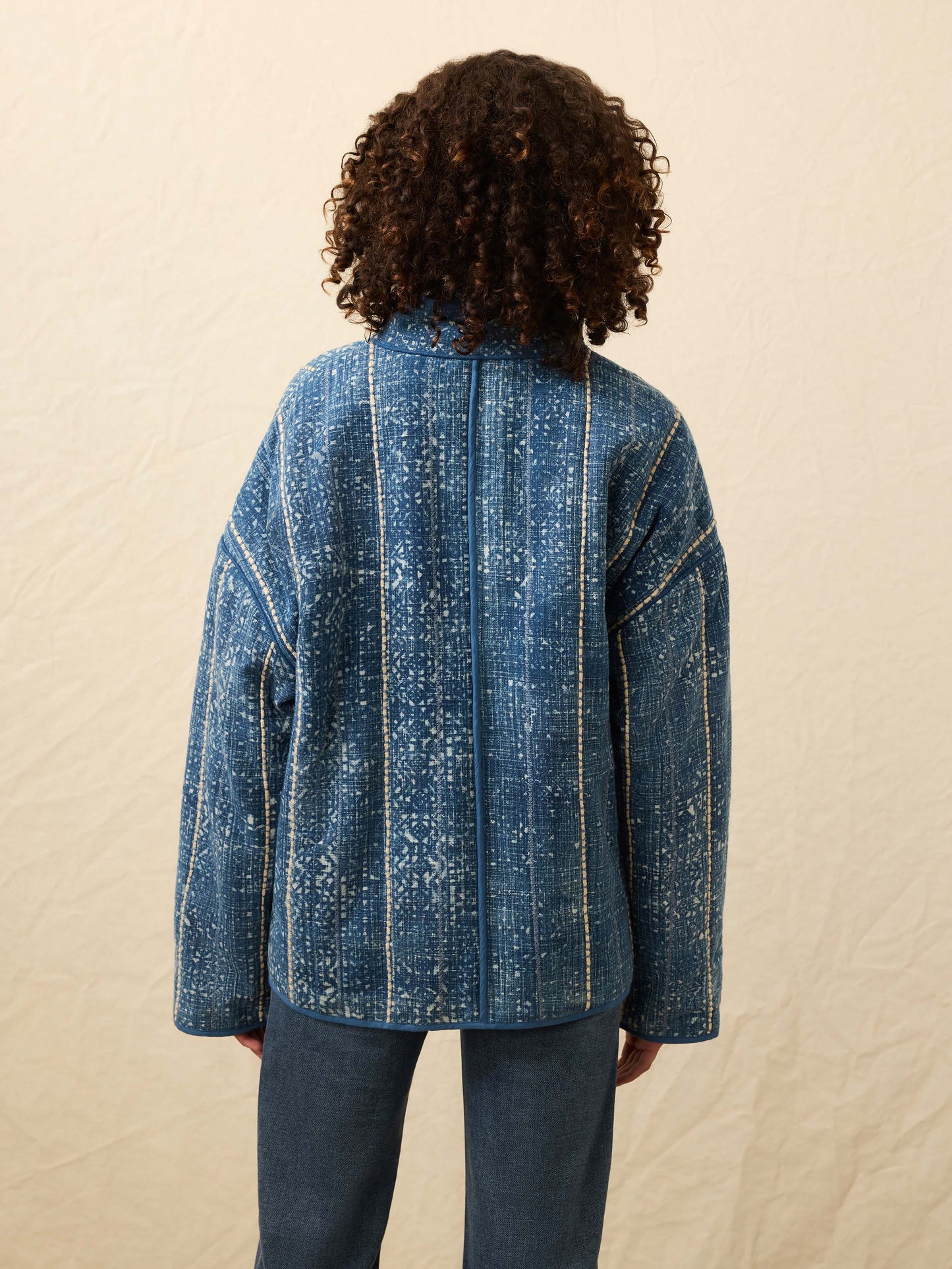 Indigo Quilted Patchwork Jacket - Akola Blockprint