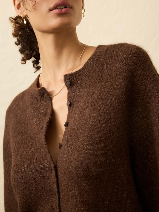 Apres Alpaca Cardigan - Walnut Brown