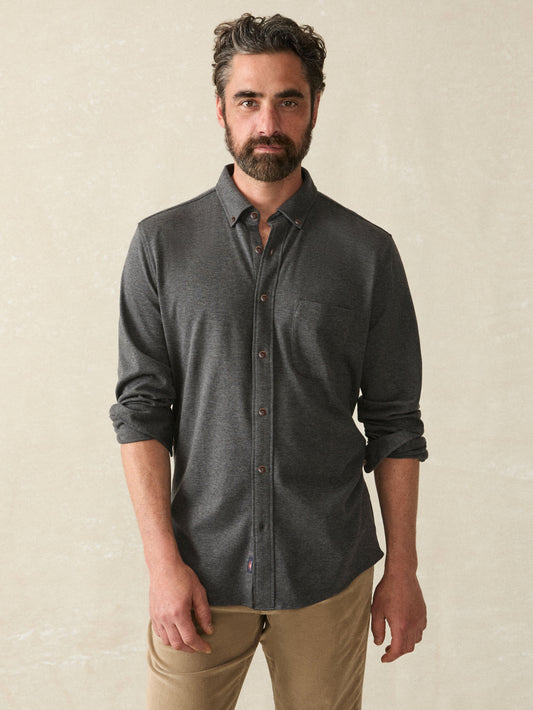 Coastline Knit Shirt - Charcoal Heather Twill