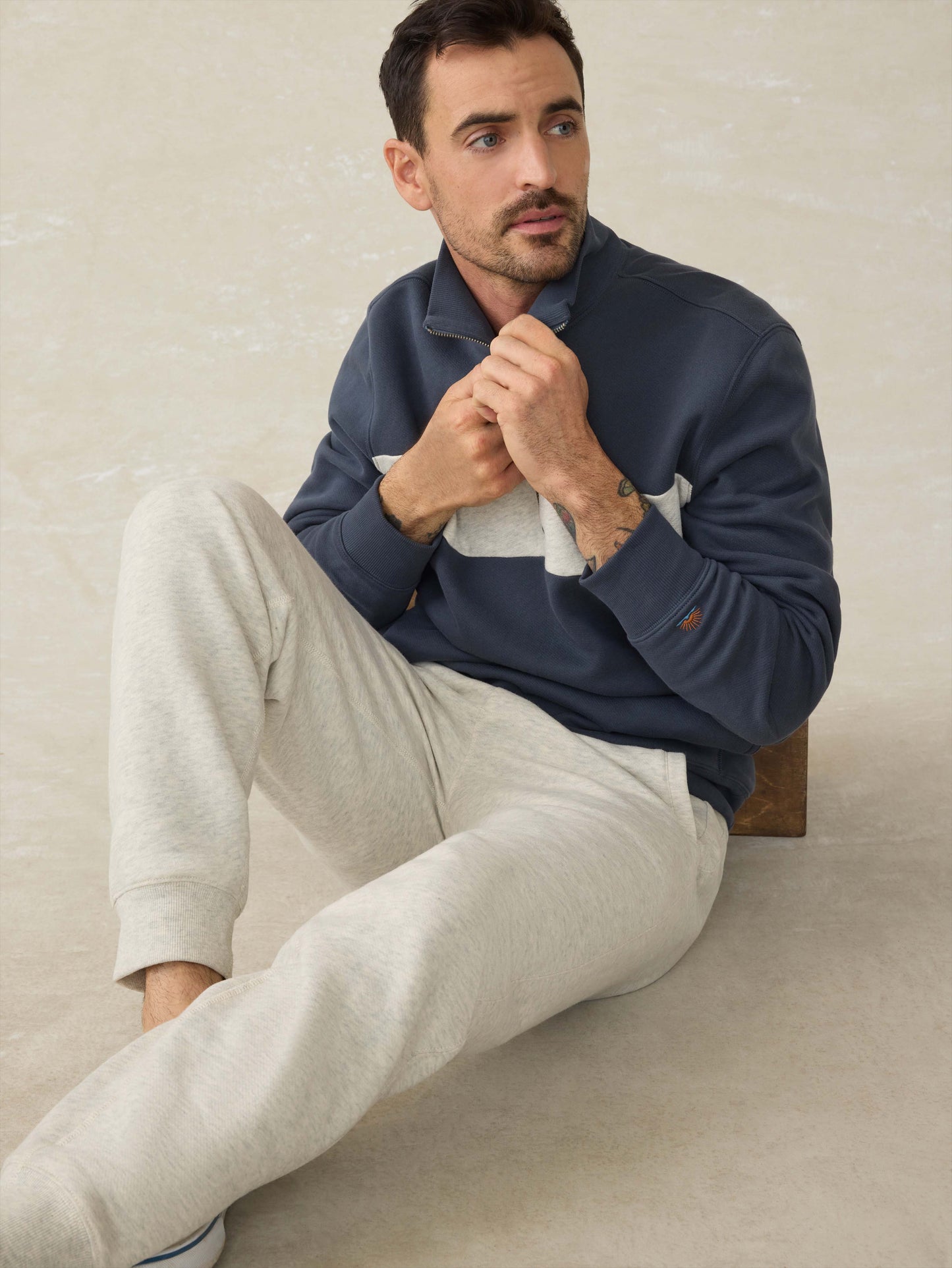 High Standard Fleece Quarter Zip - Blue Nights Surf Stripe