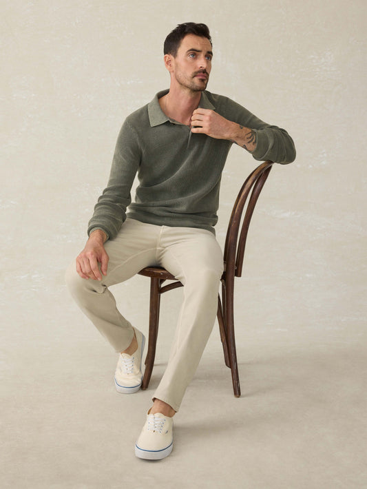 Long-Sleeve Sunwashed Sweater Polo - Pine Ridge