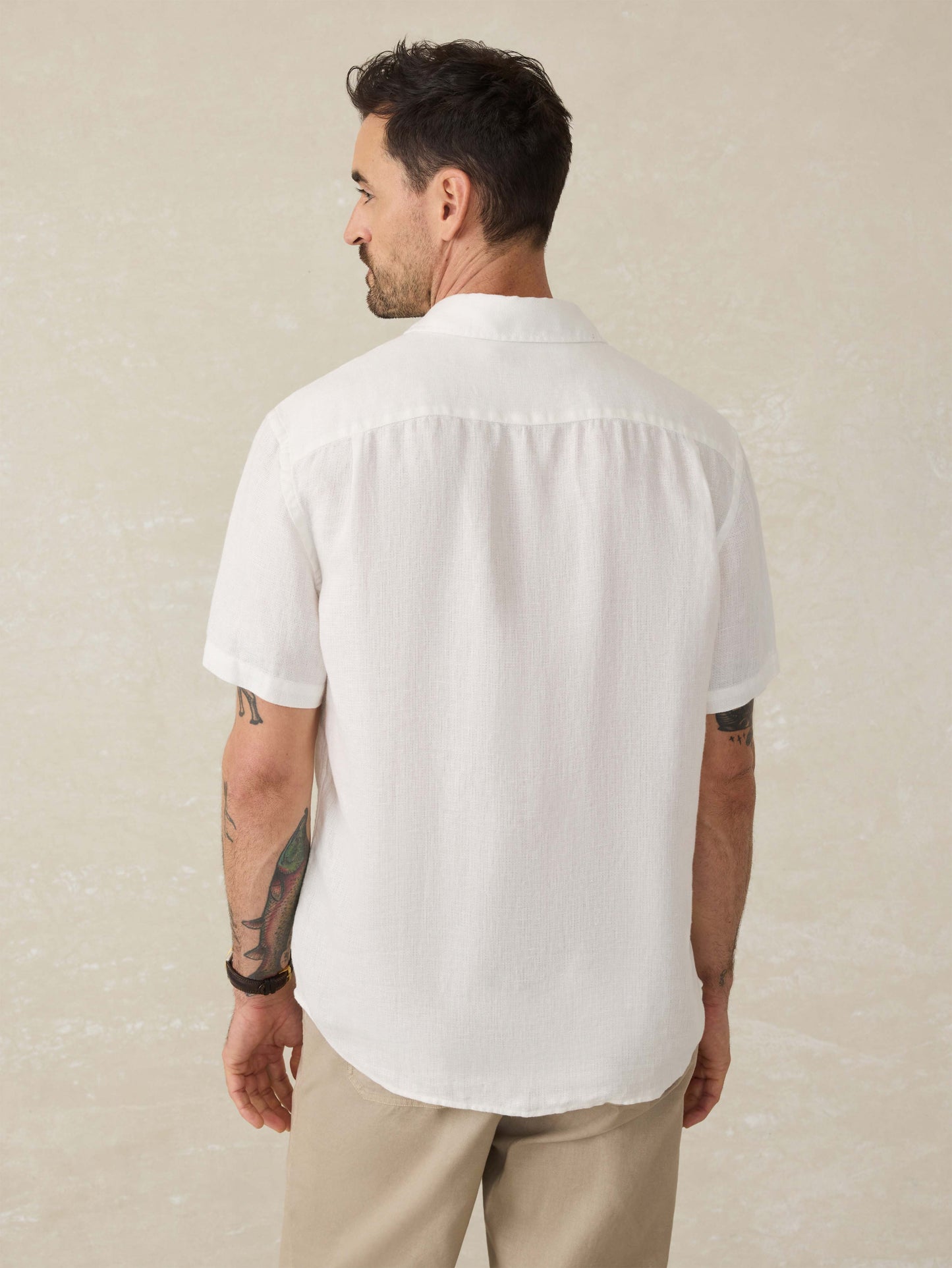 Short-Sleeve Palma Linen Shirt - Bright White Basketweave