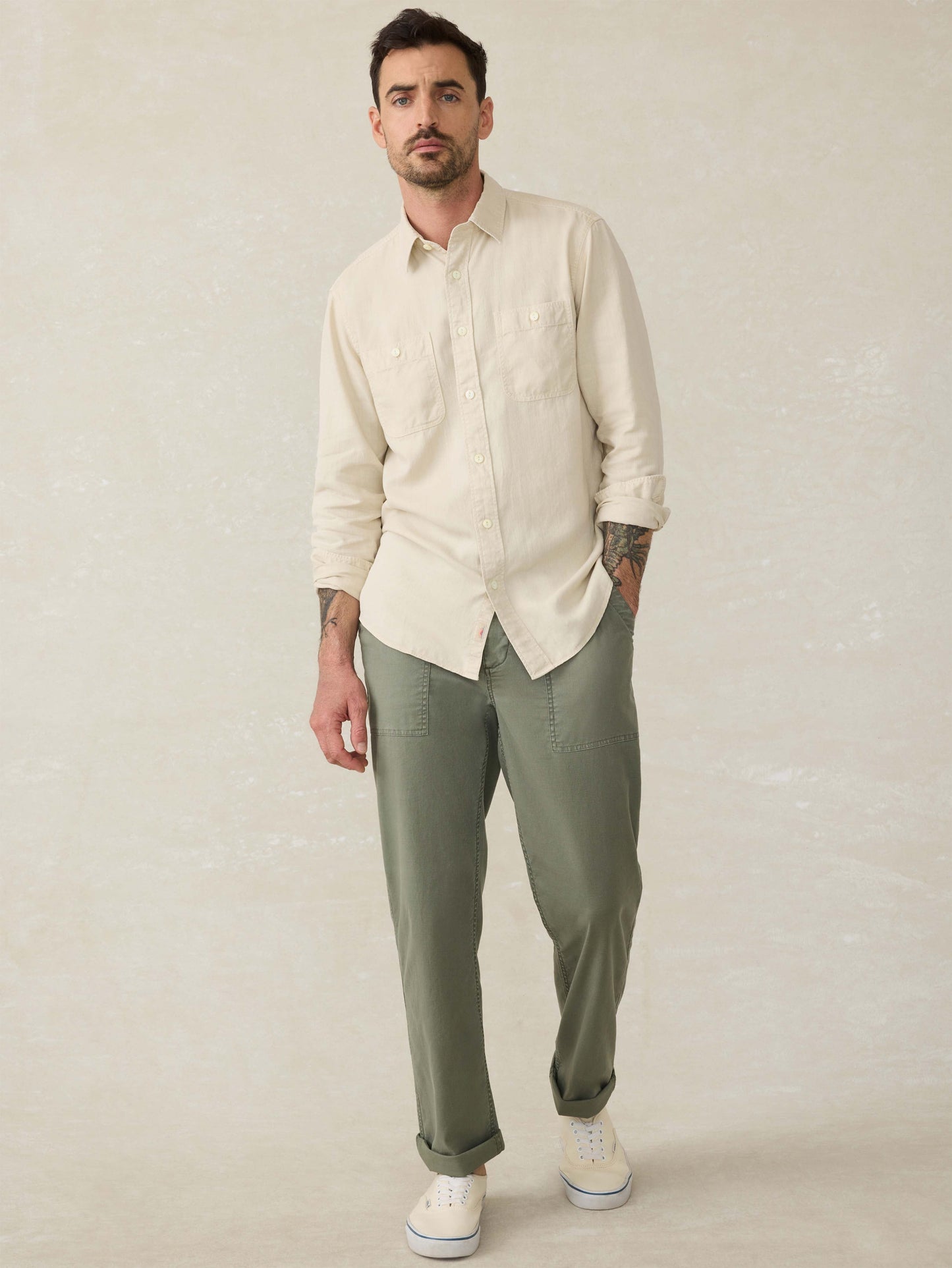Tried & True Chambray Workshirt - Coastal Cream