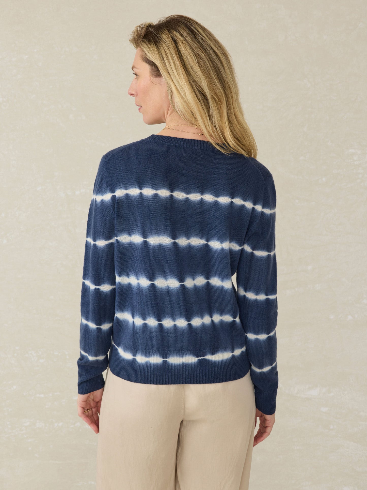 Tropical Cashmere Sweater - Indigo Tie Dye