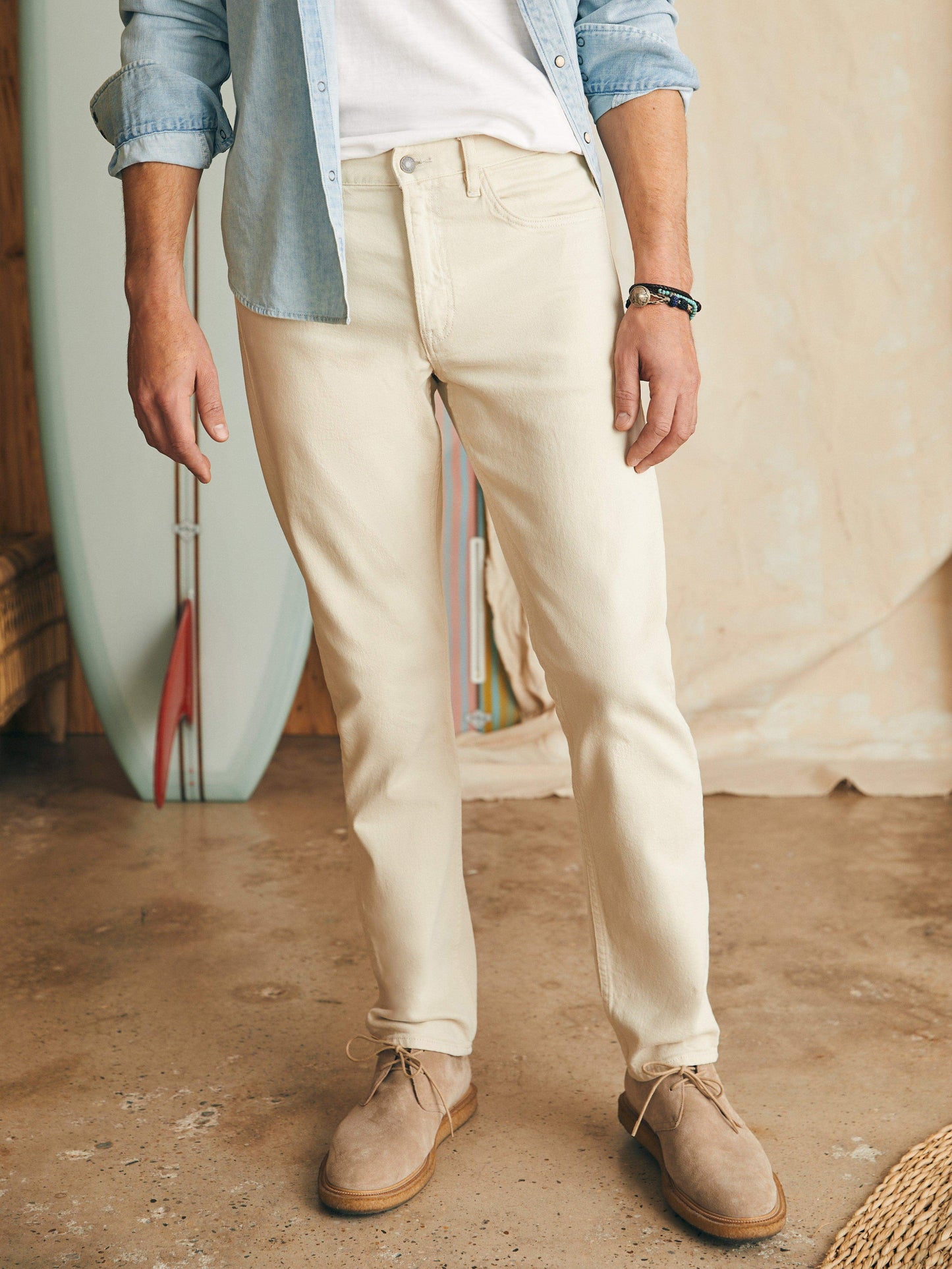 Organic Cotton Slim Straight Denim - Stone