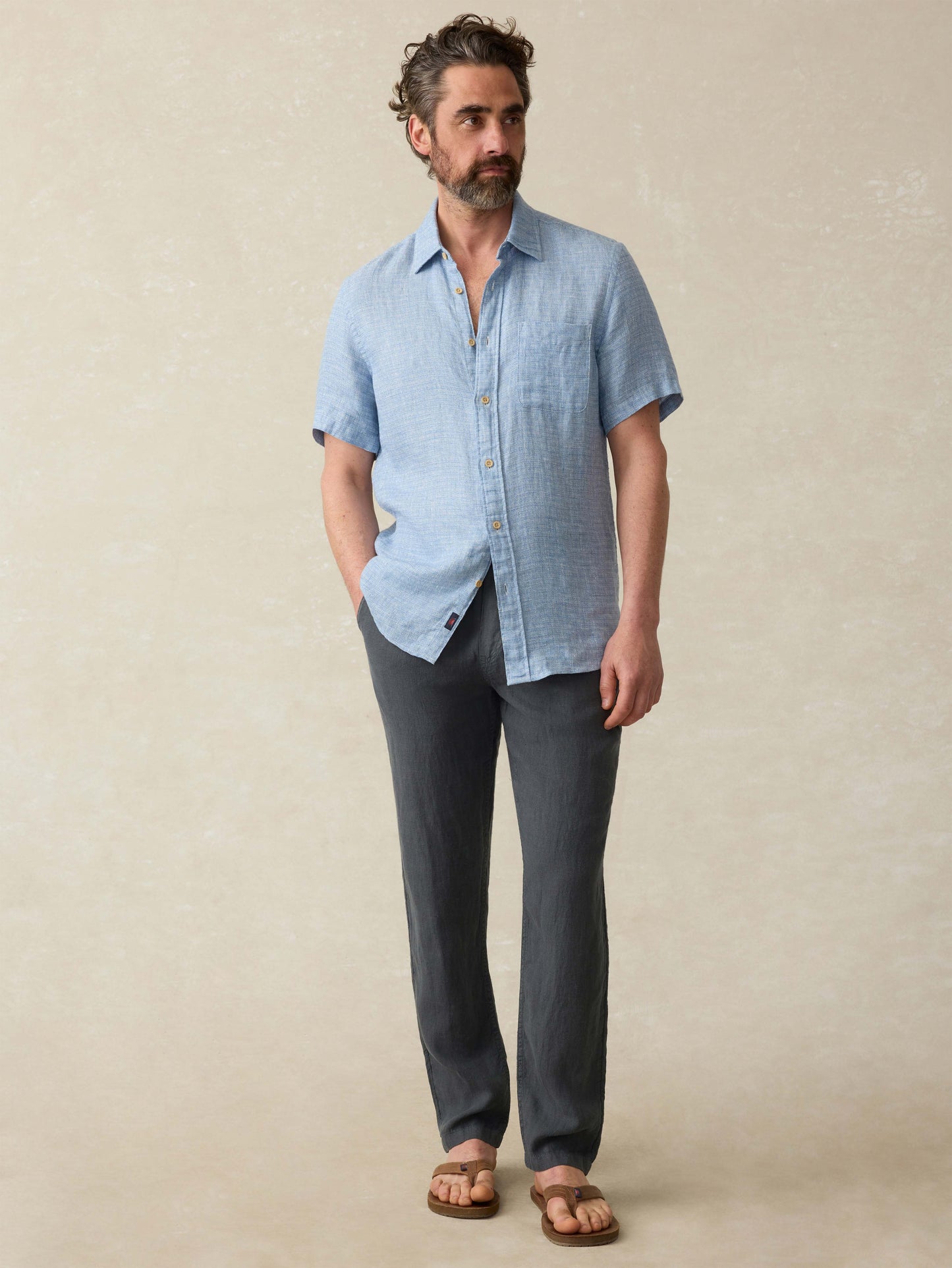 Linen Drawstring Pant - Washed Black