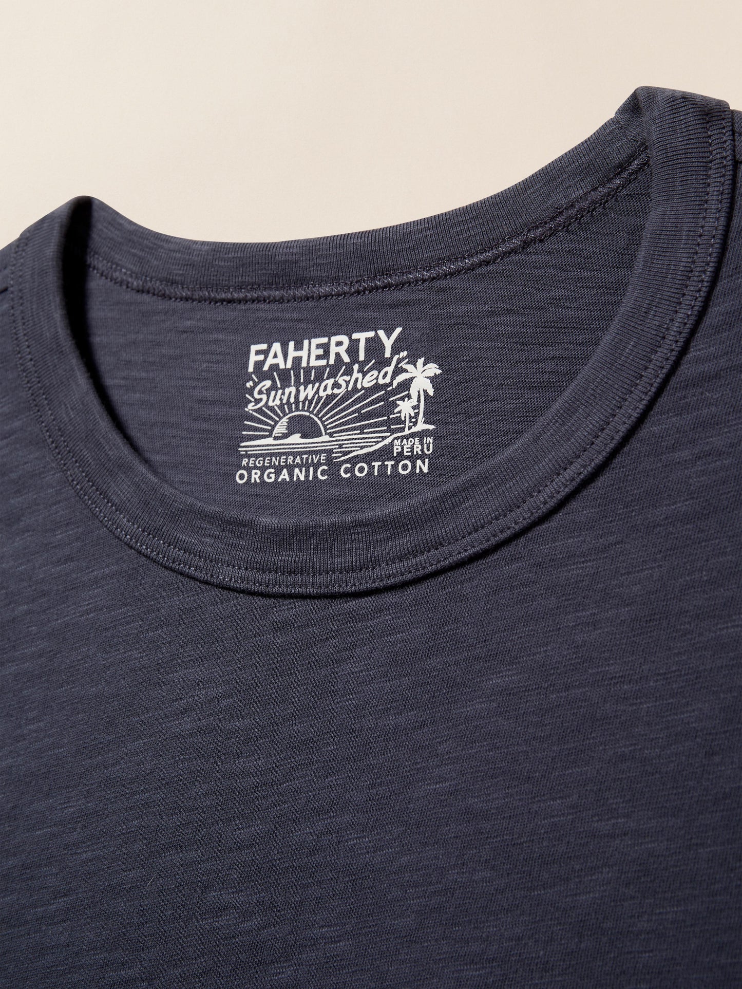 Long-Sleeve Sunwashed Regenerative Cotton Tee - Dune Navy