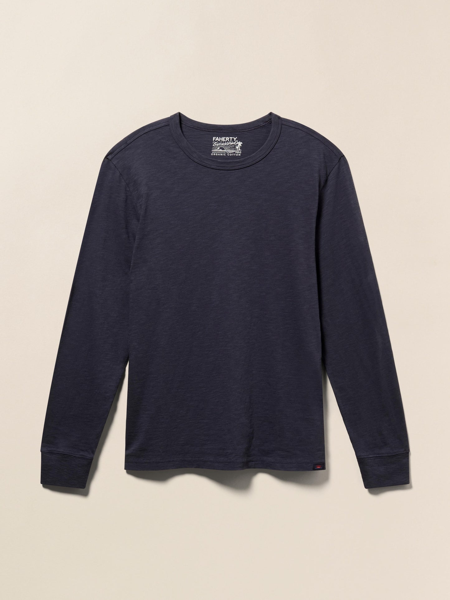 Long-Sleeve Sunwashed Regenerative Cotton Tee - Dune Navy
