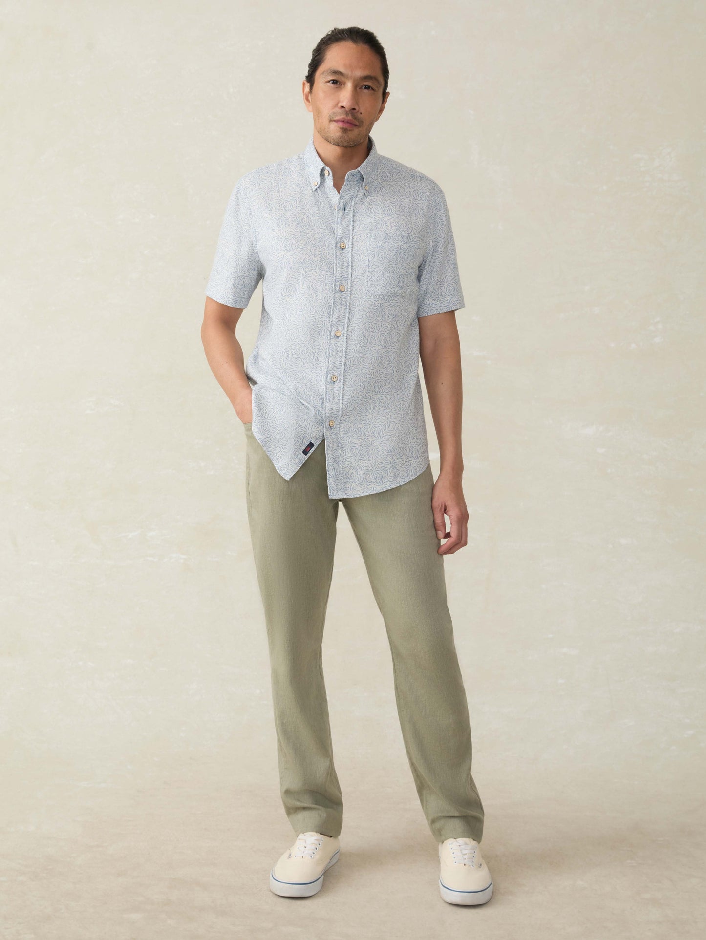 Short-Sleeve Breeze Shirt - Sky Blue Frond