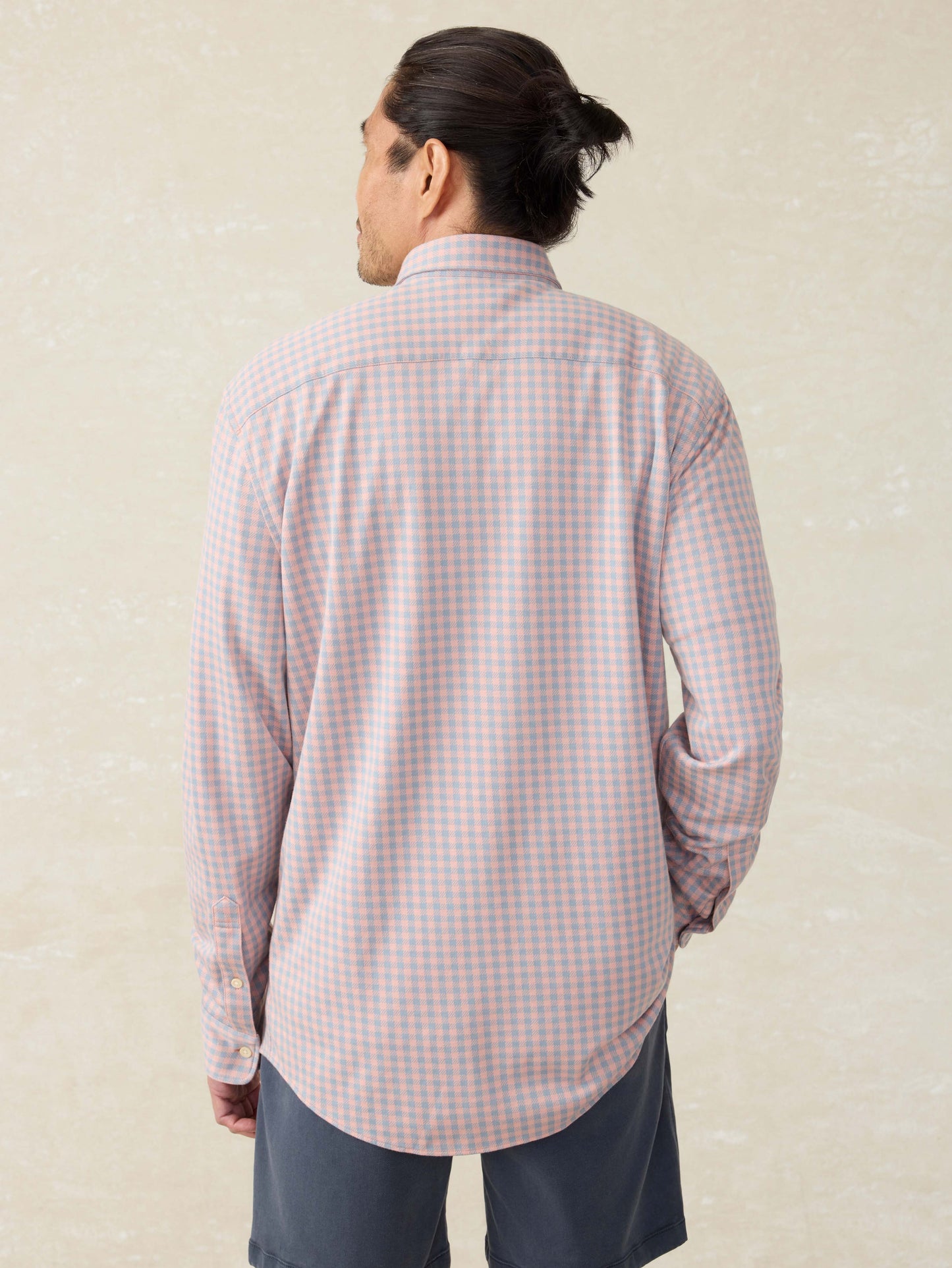 Coastline Knit Shirt - Blue Coral Gingham