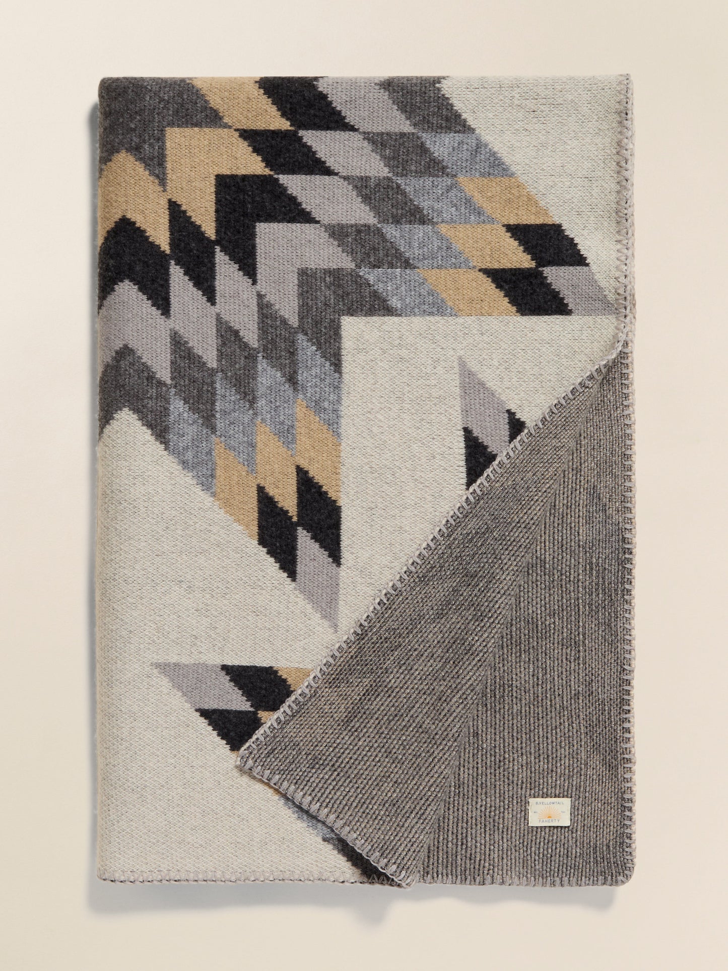 B. Yellowtail Star Patchwork Blanket - Grey Star Patchwork