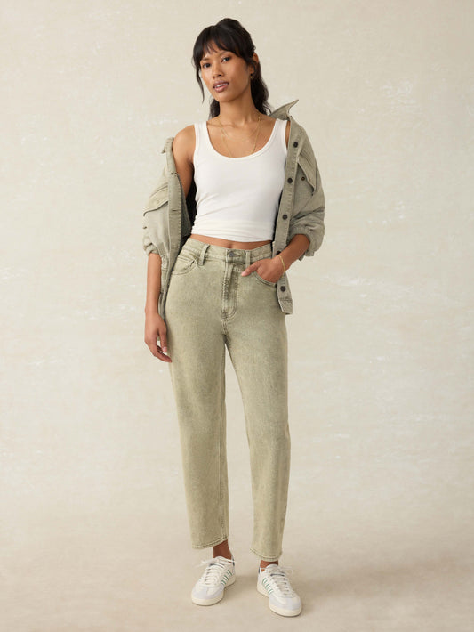 Slim Straight Sunwashed Denim - Olive Haze Wash