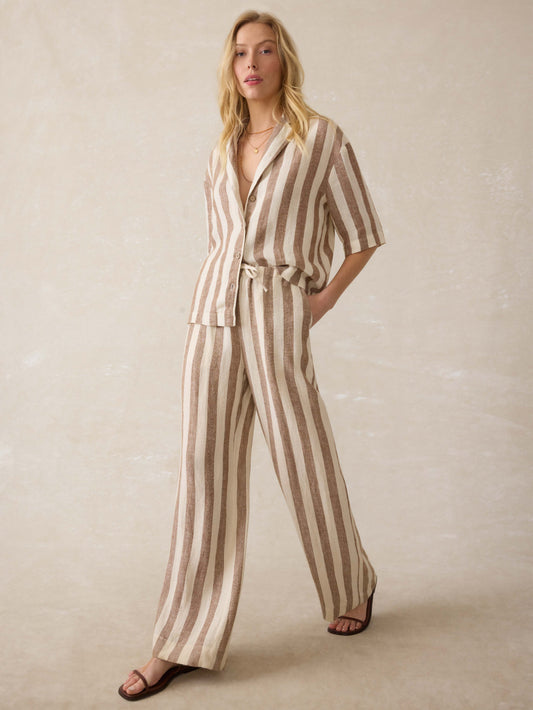 Laidback Palma Linen Pant - Cocoa Beach Stripe