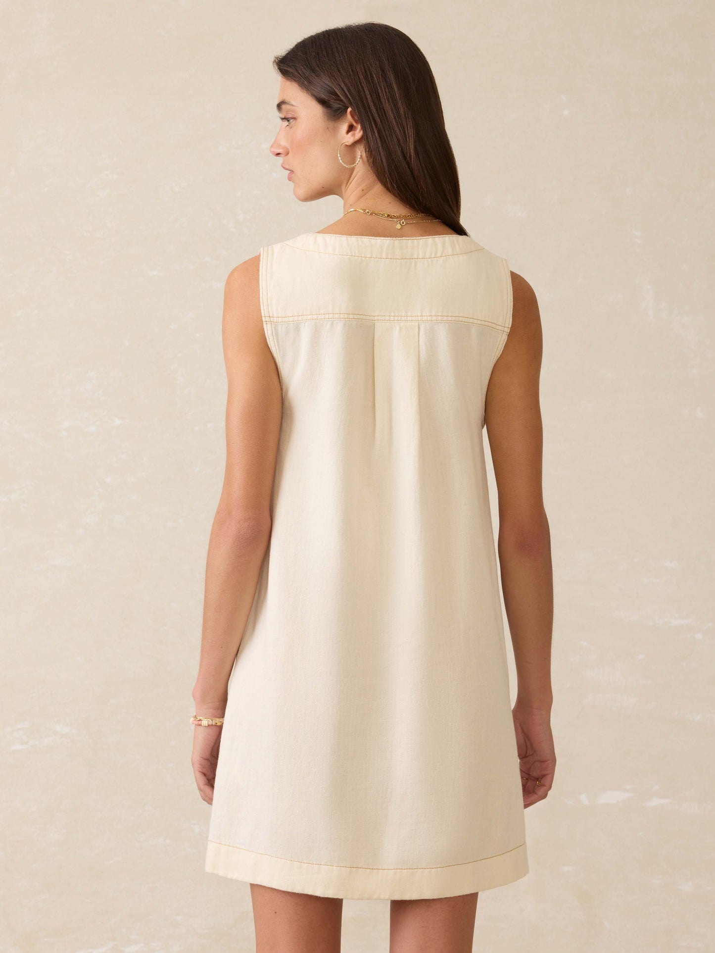 Linen Denim Malibu Mini Dress - Whitecliff Wash