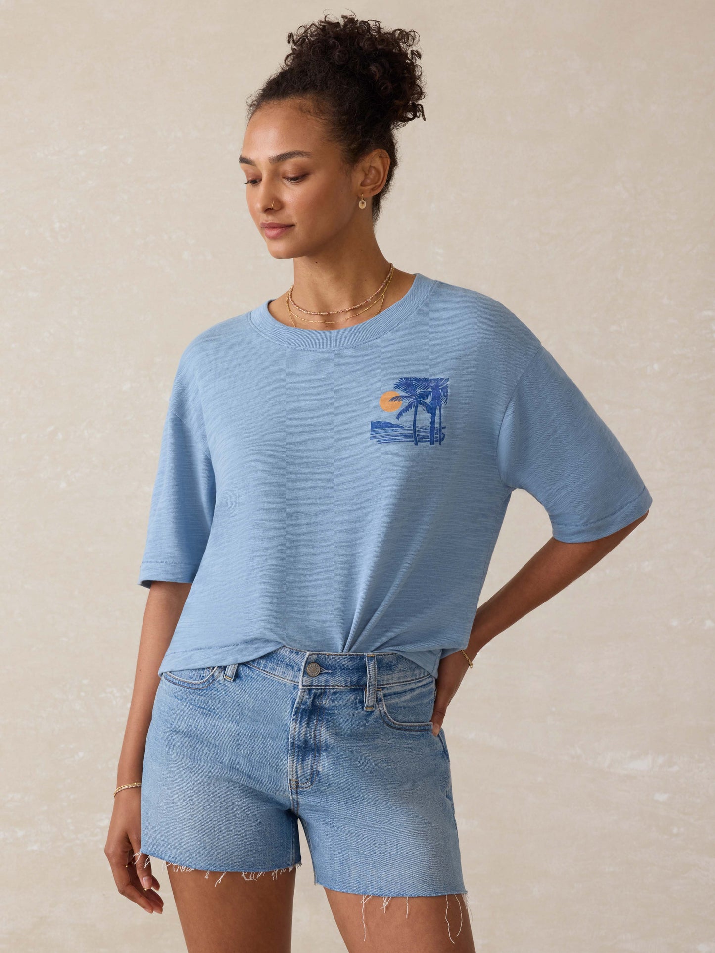 Sunwashed Slub Vintage Tee - Dusty Blue