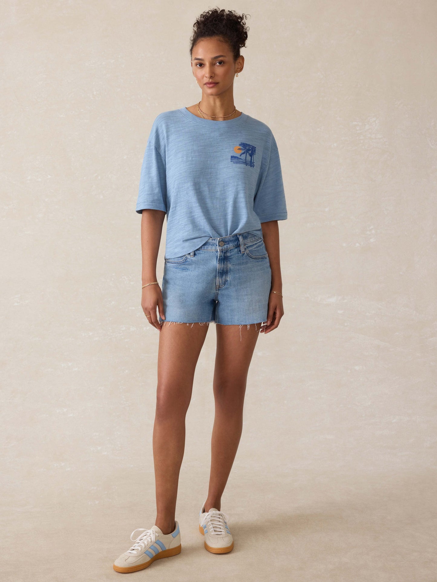 Sunwashed Slub Vintage Tee - Dusty Blue