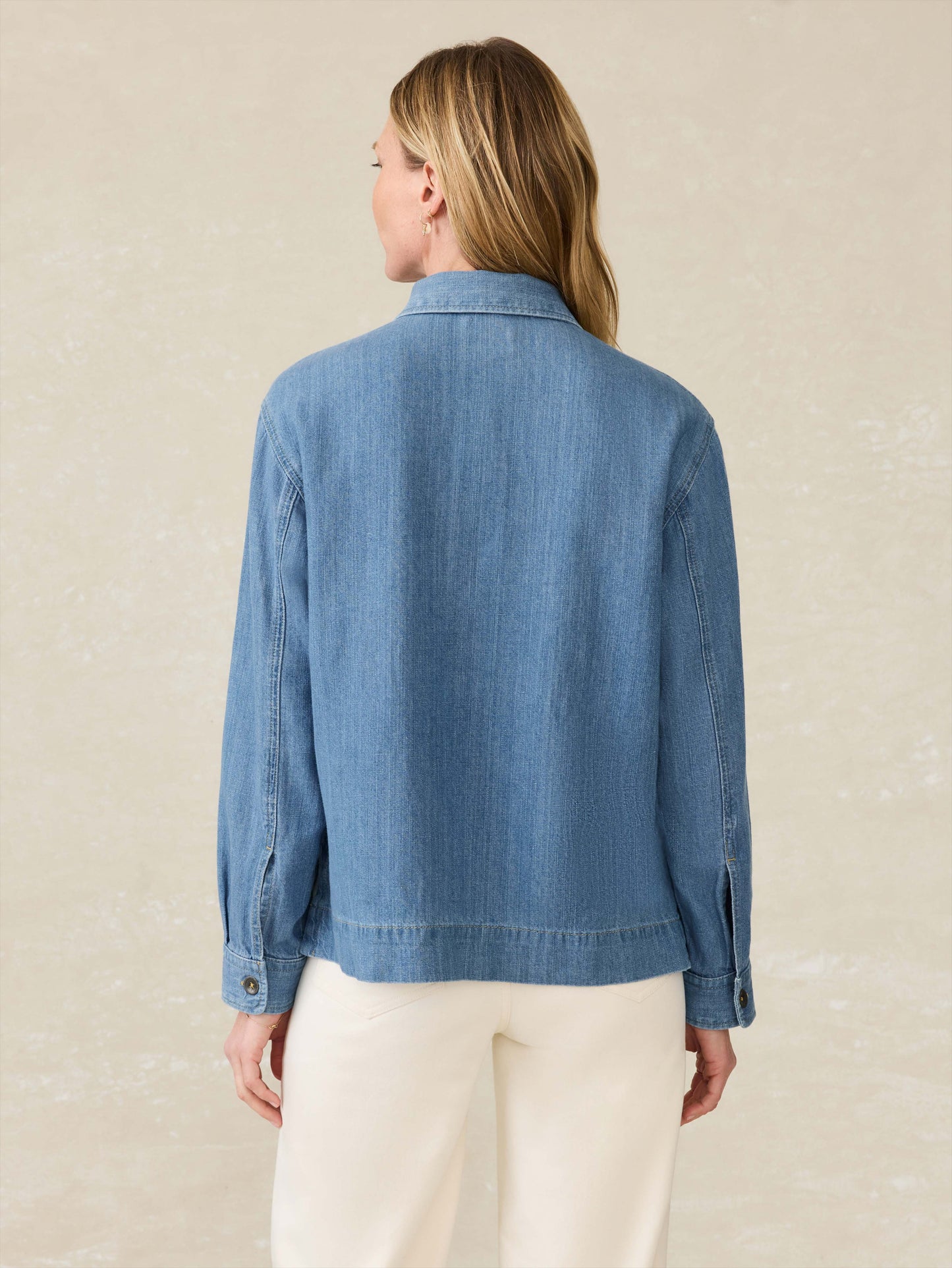Linen Denim Oceanview Blouse - Coastal Cloud Wash