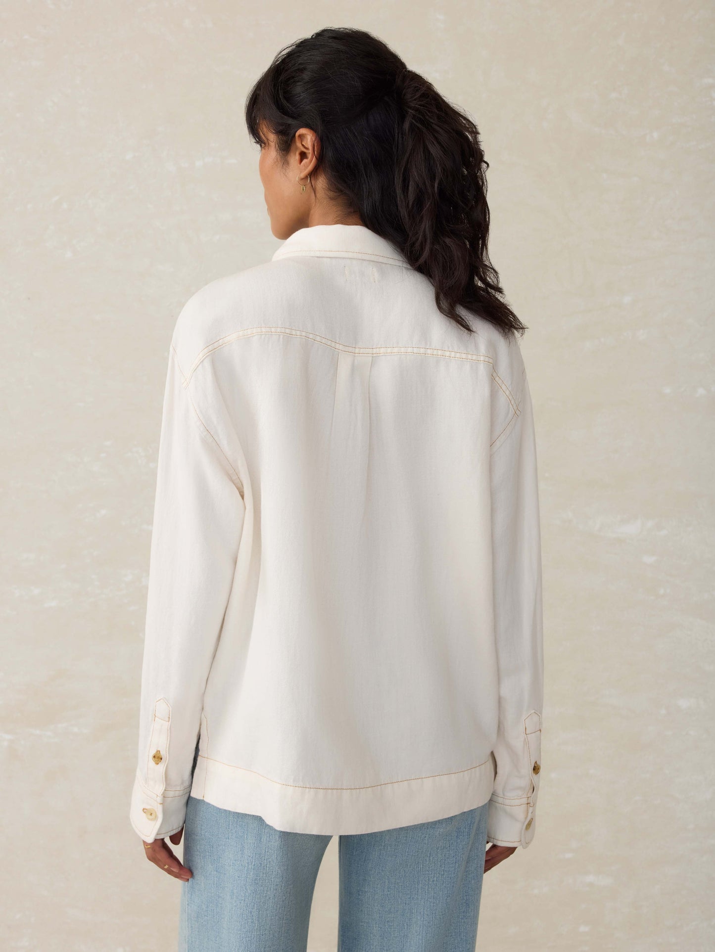 Linen Denim Sail Away Blouse - Egret