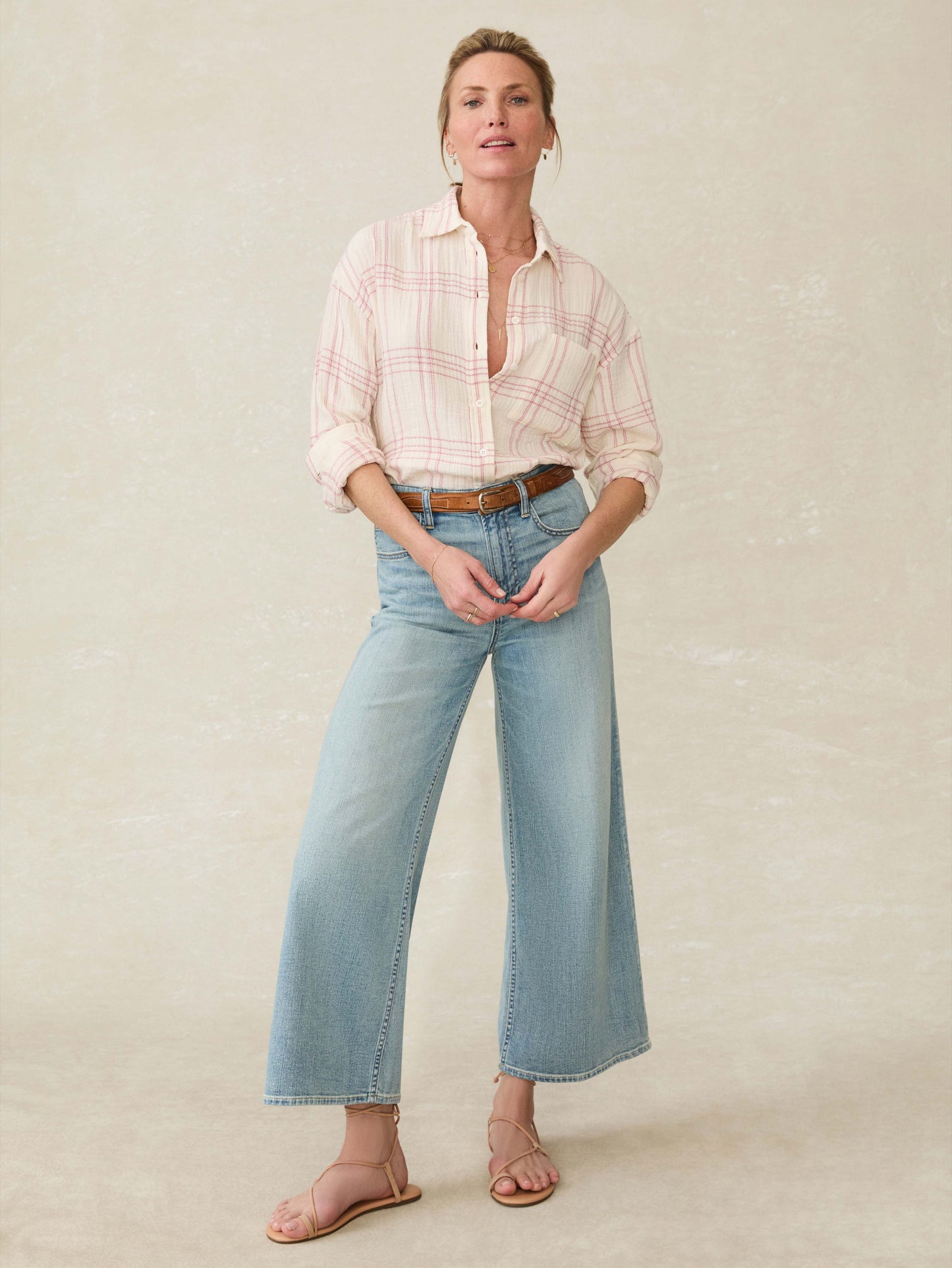 Dune Cotton Gauze Relaxed Shirt - Rose Cove Plaid