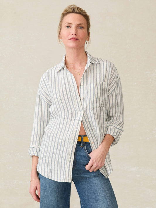 Santa Cruz Linen Relaxed Shirt - Oceanside Stripe