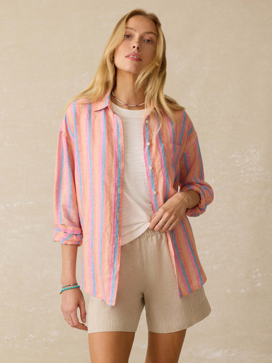 Laguna Linen Relaxed Shirt - Cabana Multi Stripe
