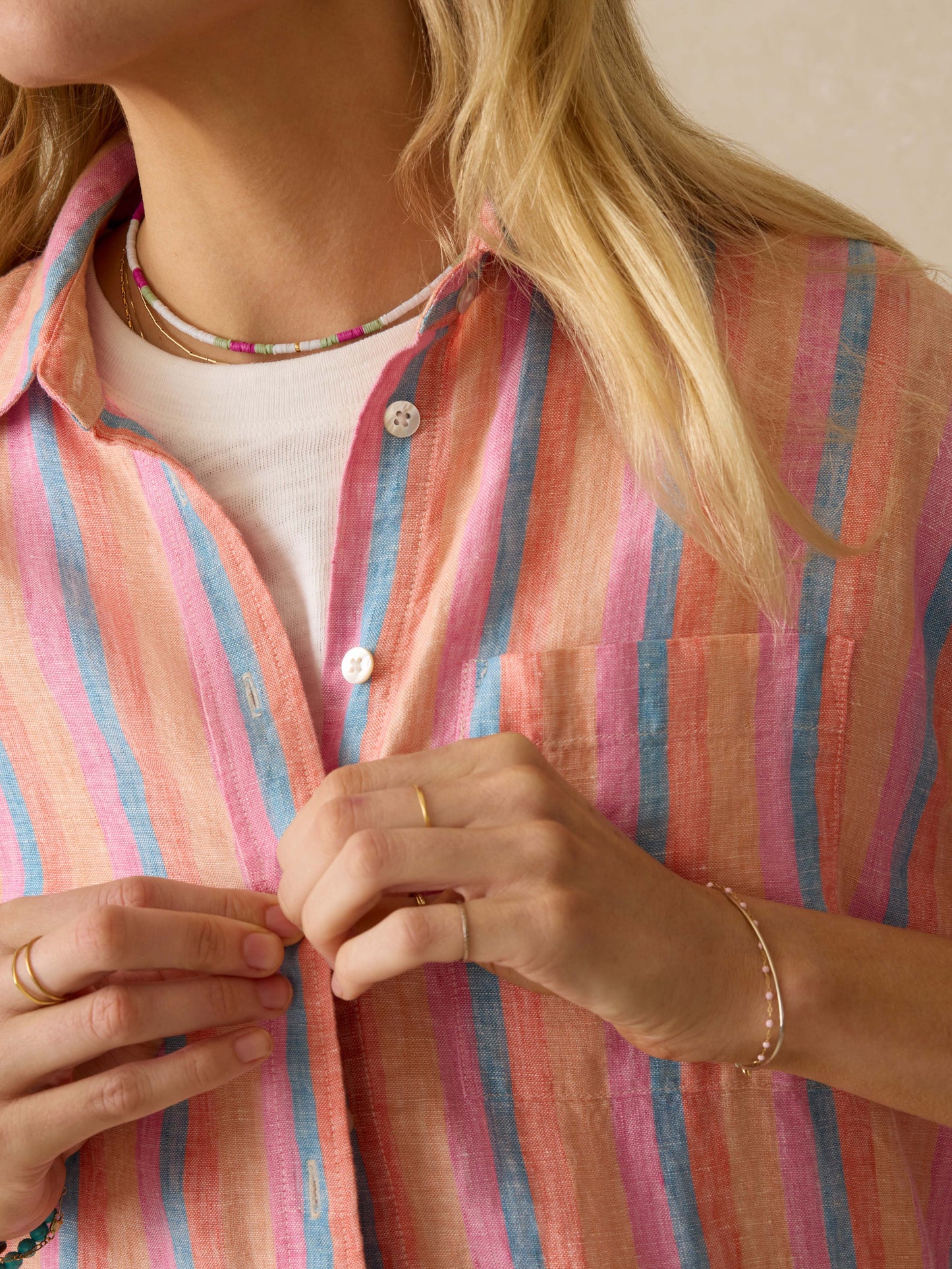 Laguna Linen Relaxed Shirt - Cabana Multi Stripe