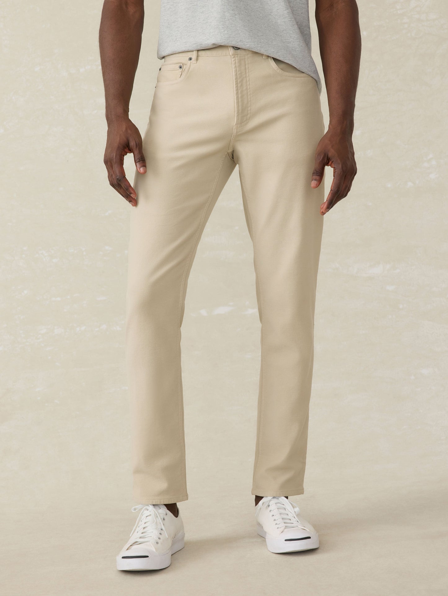 Stretch Terry 5-Pocket Athletic Fit Pant - Stone