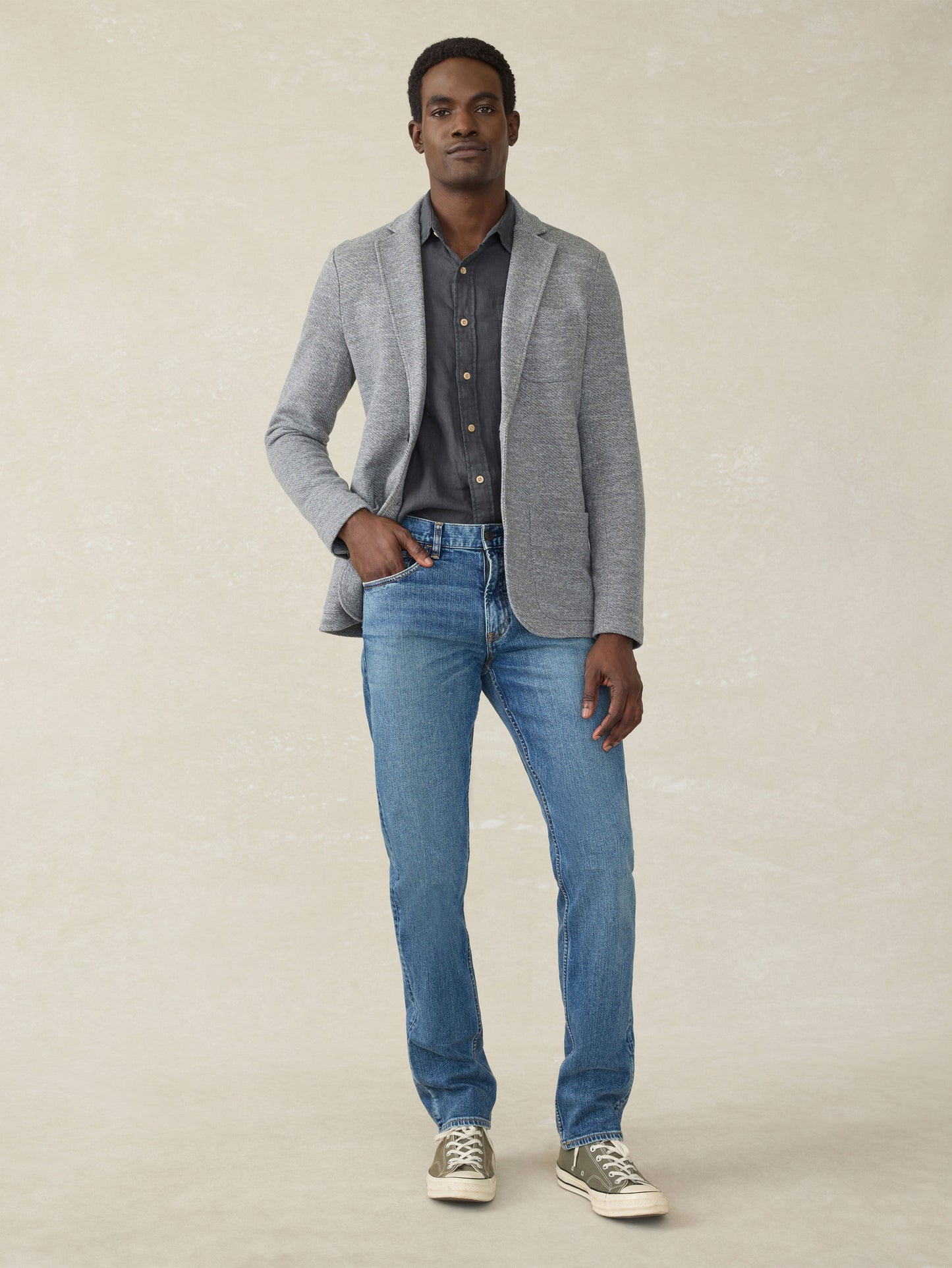 Inlet Knit Blazer (Tall) - Medium Grey Melange