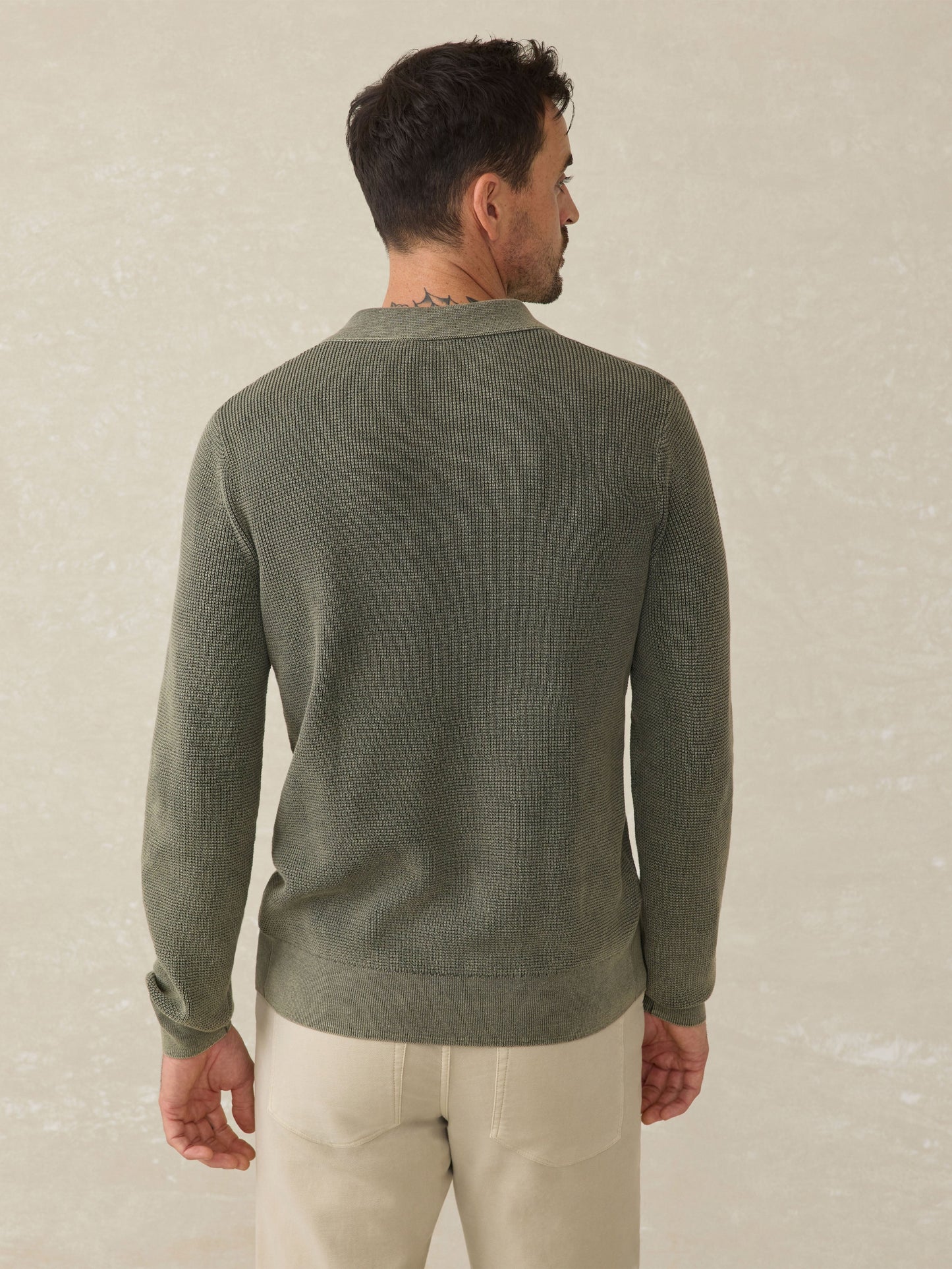 Long-Sleeve Sunwashed Sweater Polo - Pine Ridge