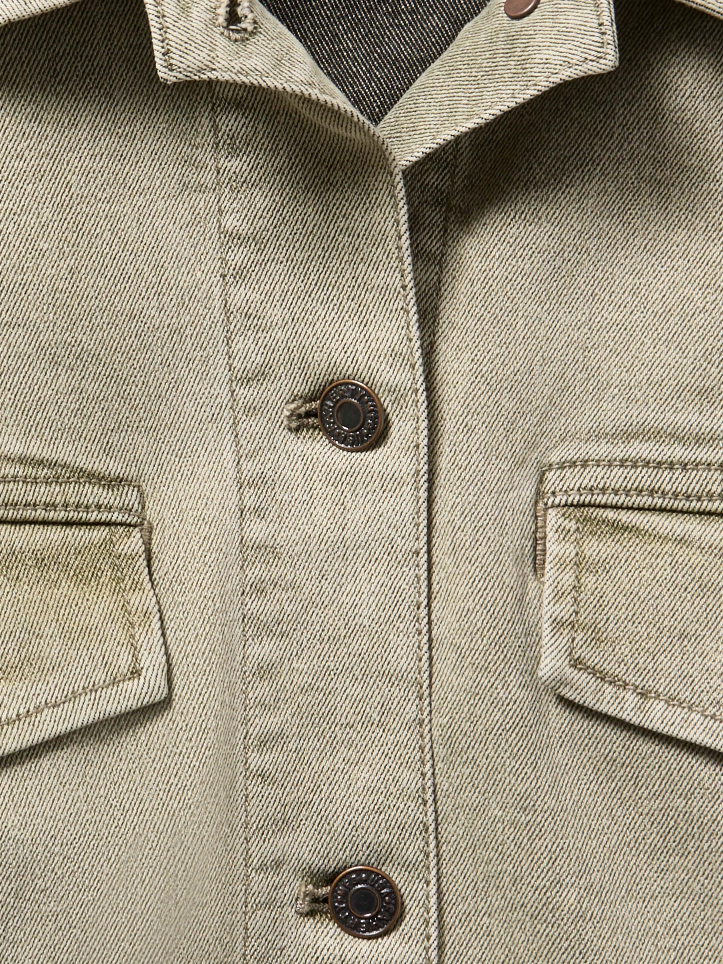 Sunwashed Denim Utility Jacket - Olive Haze Wash