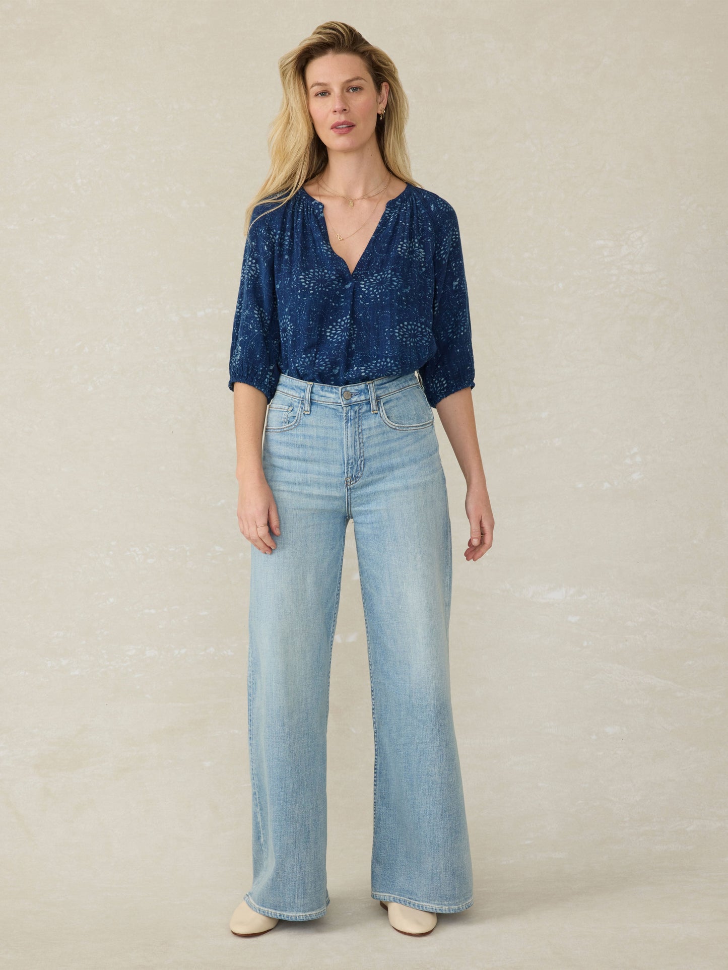 Seacliff Blouse - Indigo Isle Print