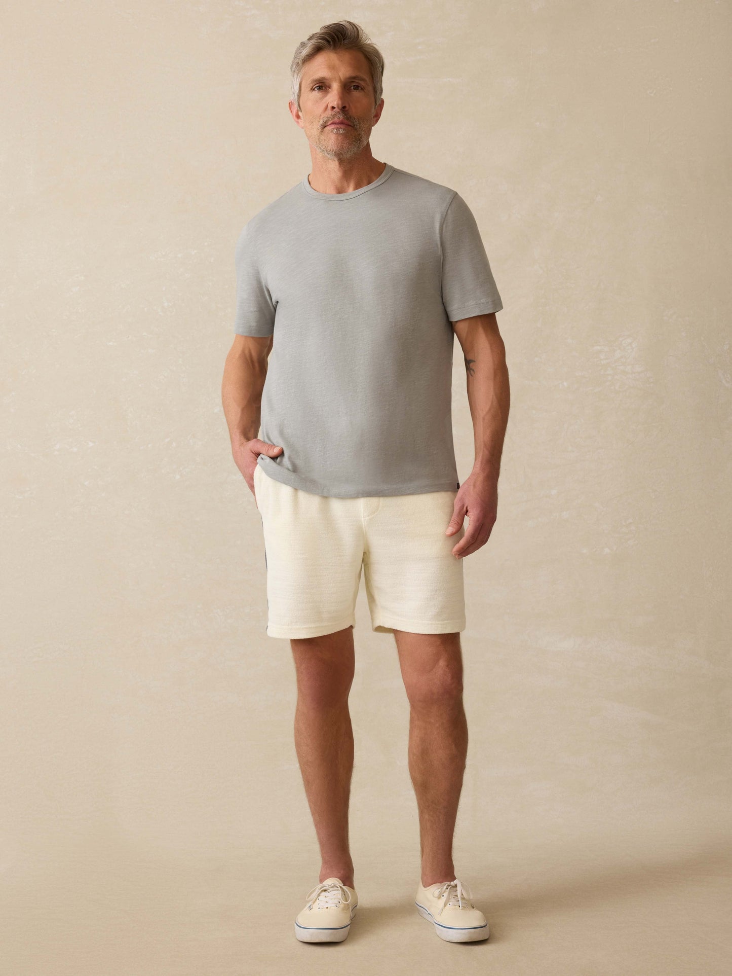 Cabana Towel Terry Sweatshort - Vintage White