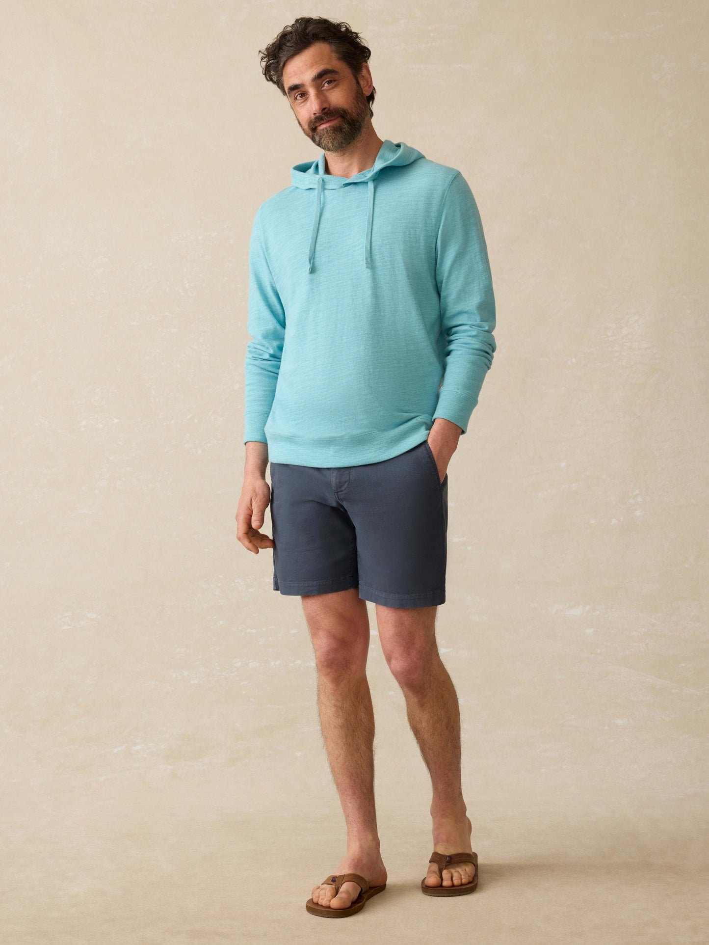 Sunwashed Midweight Organic Hoodie - Teal Sea