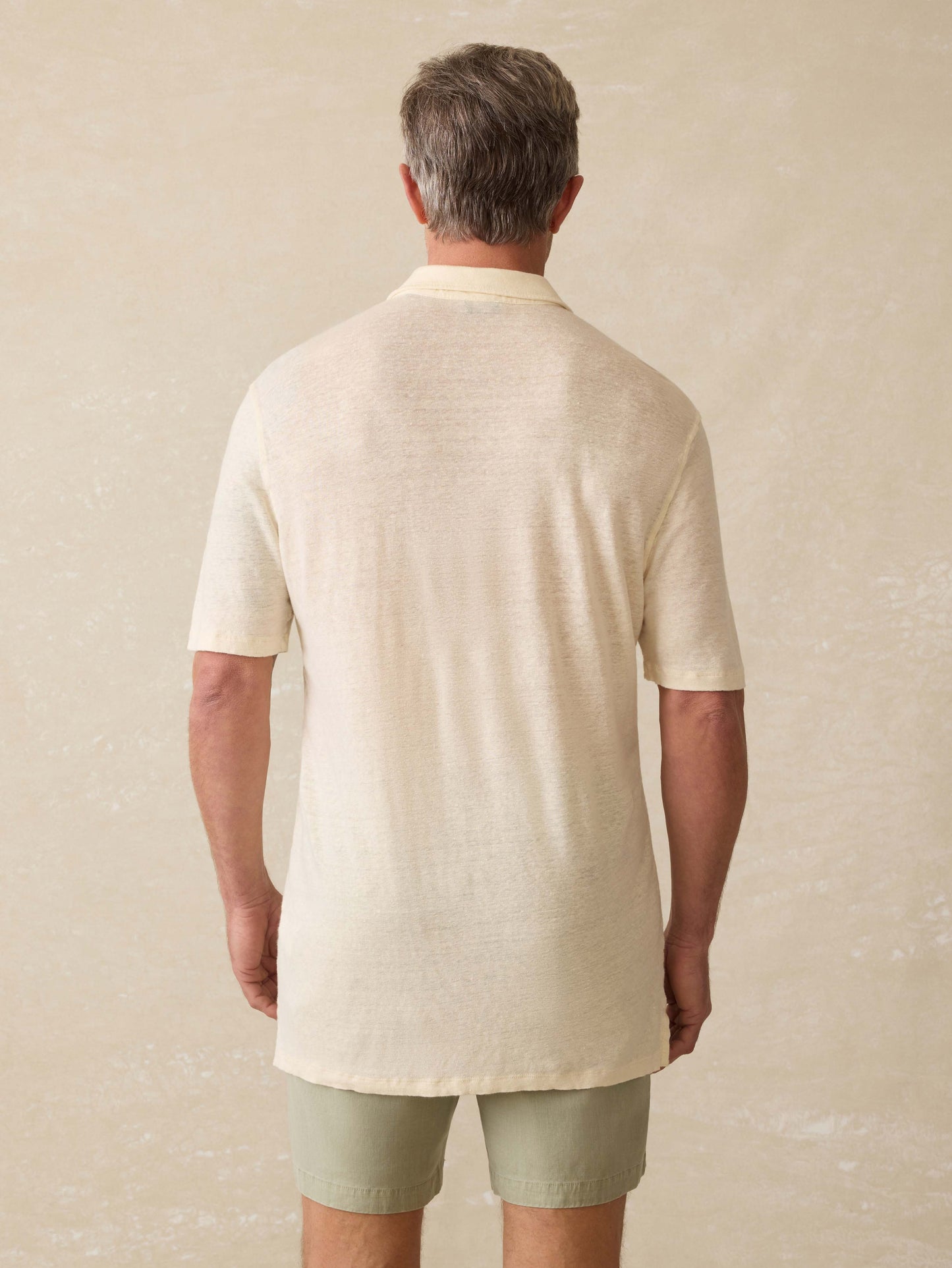 Short-Sleeve Linen Polo - Whitecap