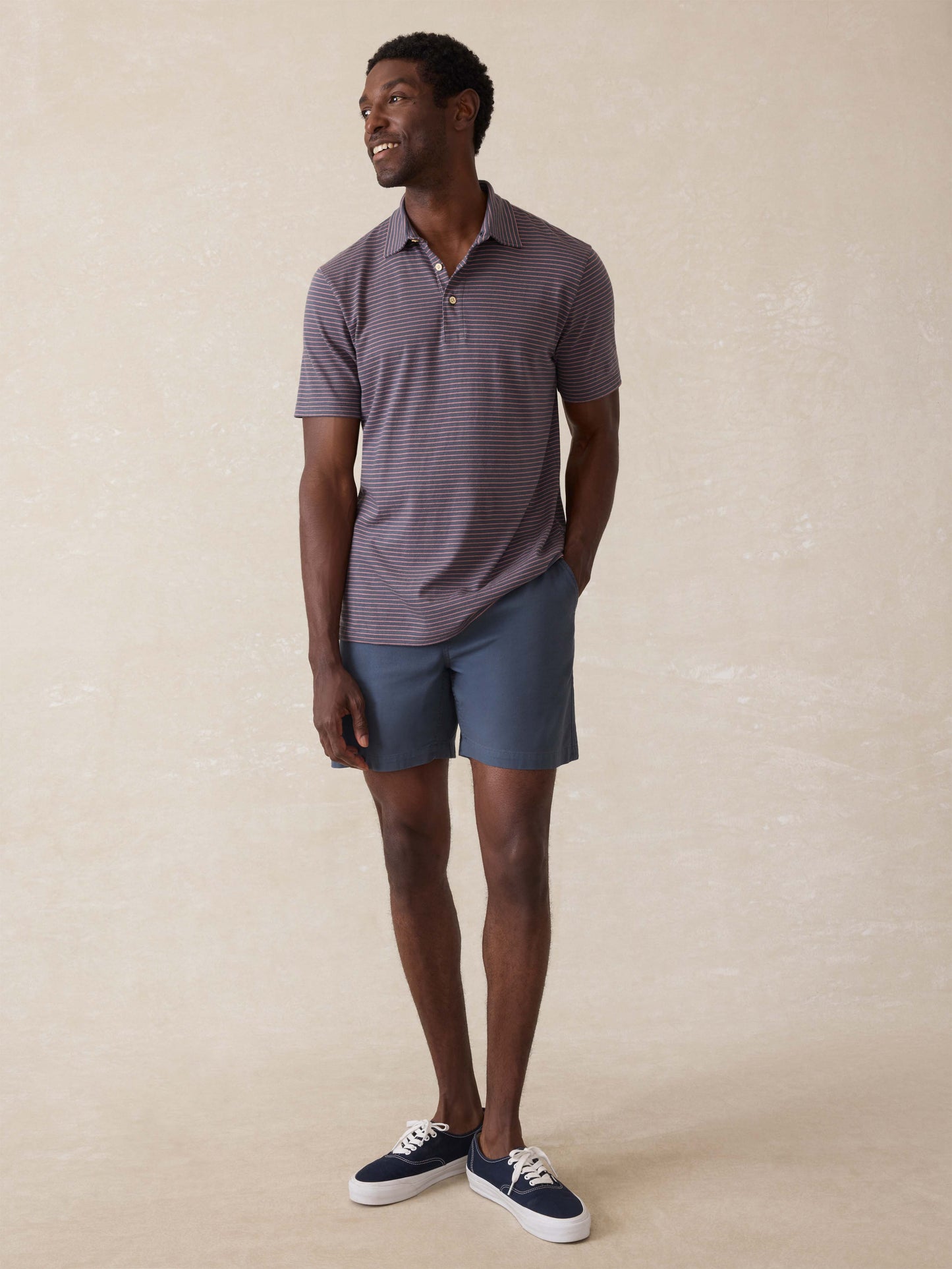Sunwashed T-Shirt Polo - Sea Fire Stripe