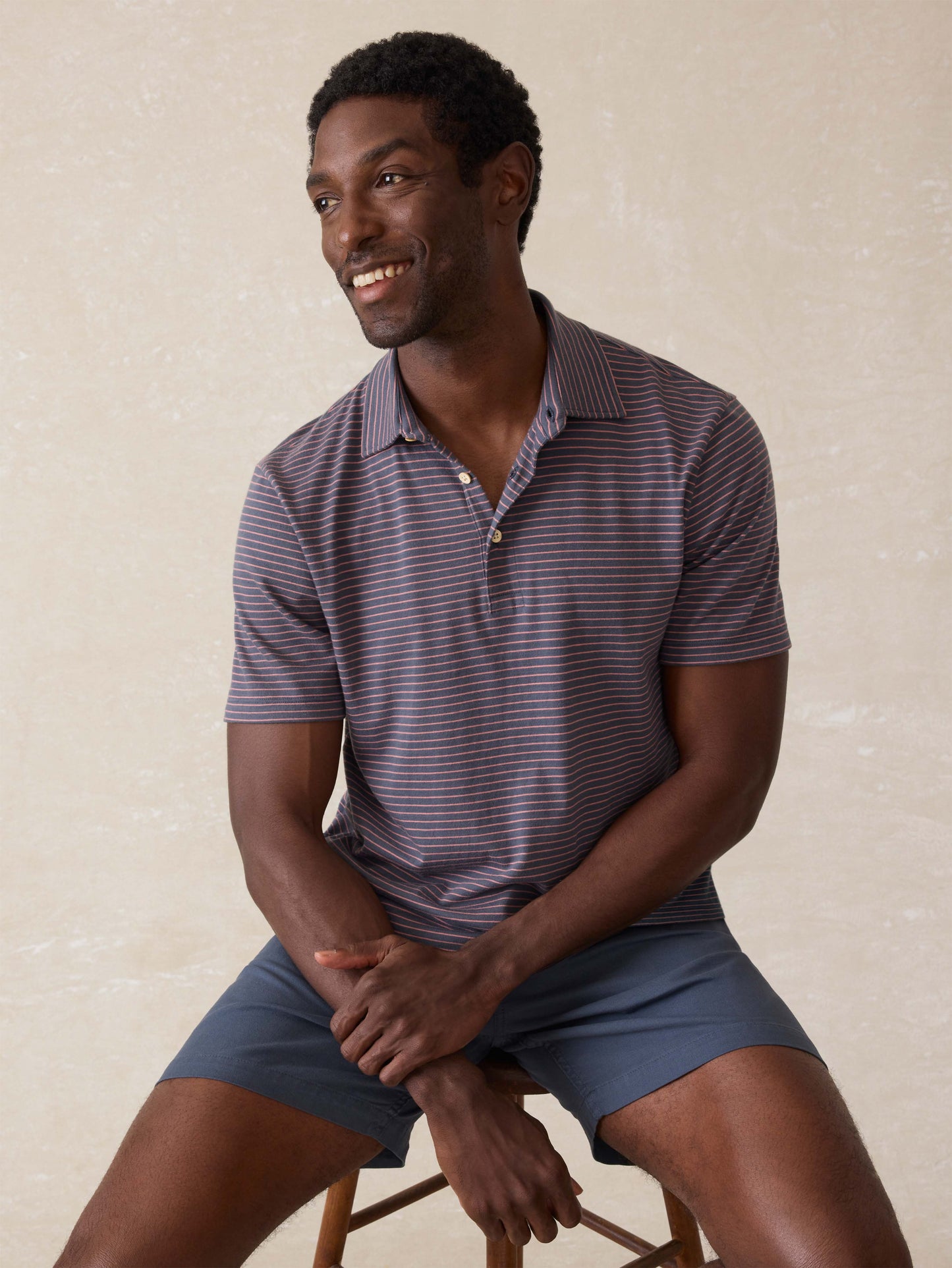Sunwashed T-Shirt Polo - Sea Fire Stripe