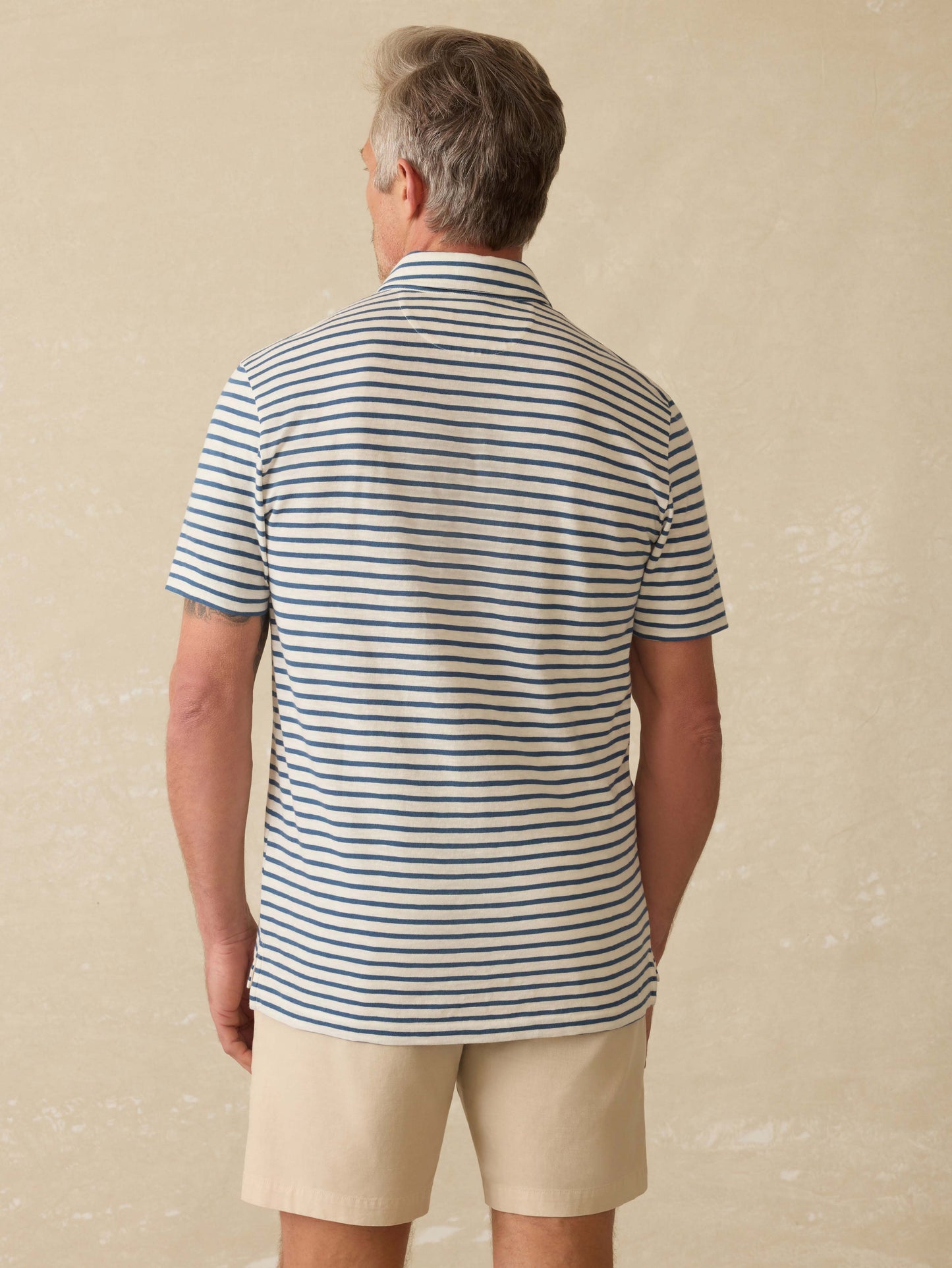 Sunwashed T-Shirt Polo - Ivory Breton Stripe