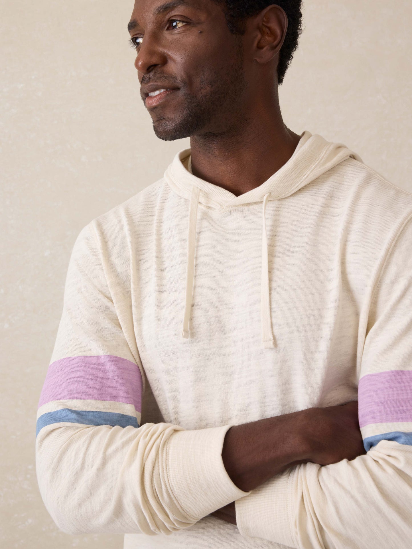 Sunwashed Midweight Organic Hoodie - Cream Dume Stripe