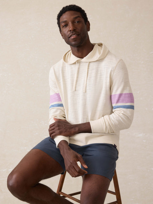 Sunwashed Midweight Organic Hoodie - Cream Dume Stripe
