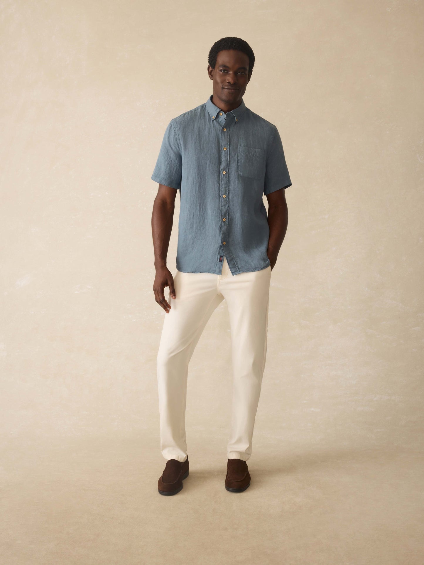 Short Sleeve Laguna Linen Shirt - Deep Marine