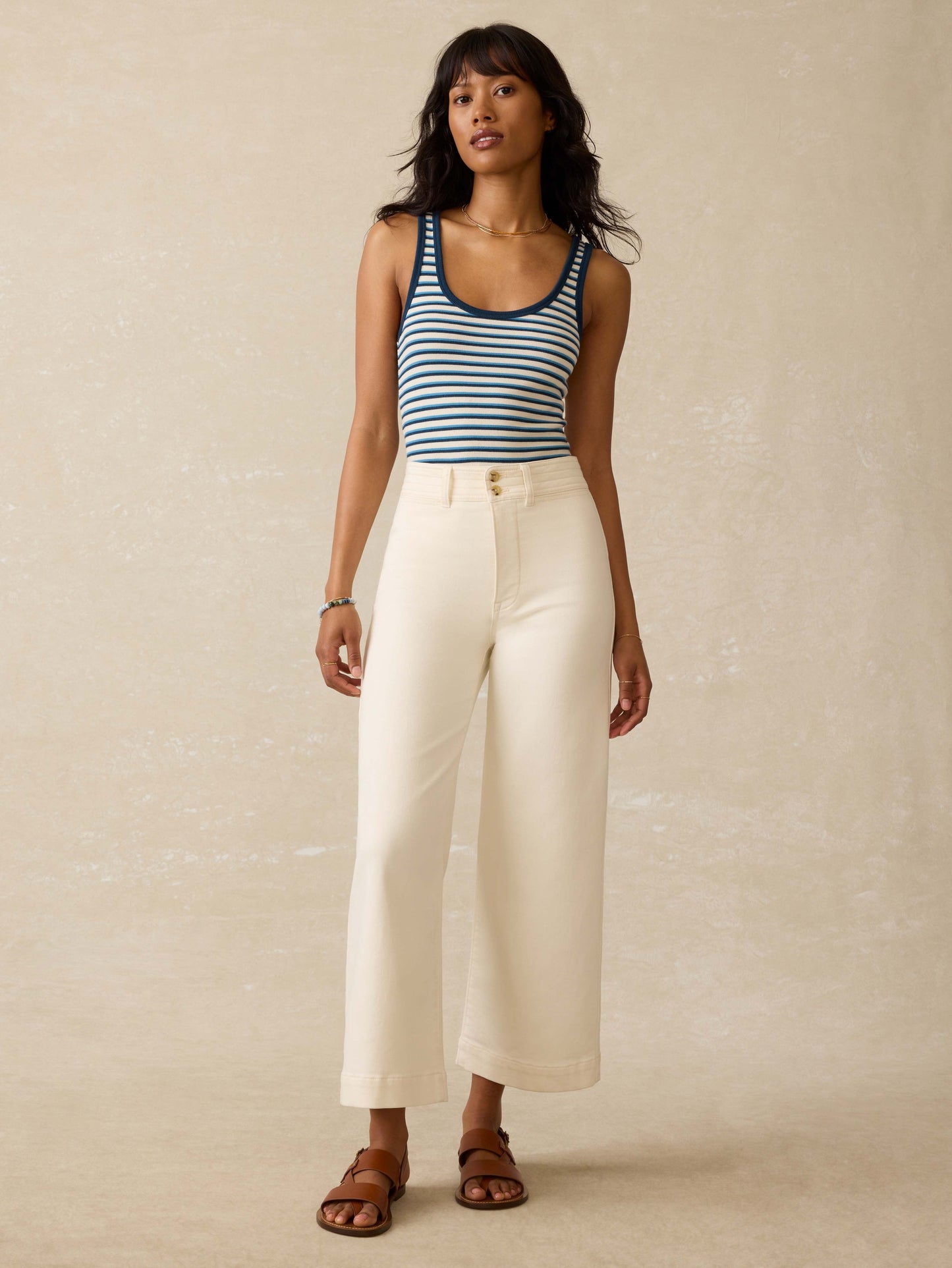 Stretch Terry Harbor Ankle Pant - Egret