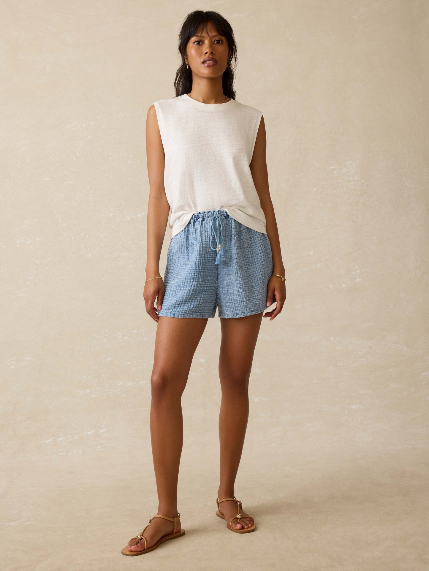 Laidback Gauze Short - Light Indigo Wash