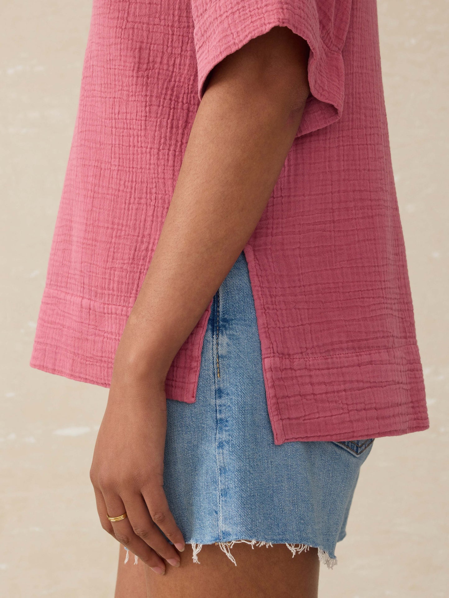 Dune Cotton Gauze Short Sleeve Popover - Heather Rose