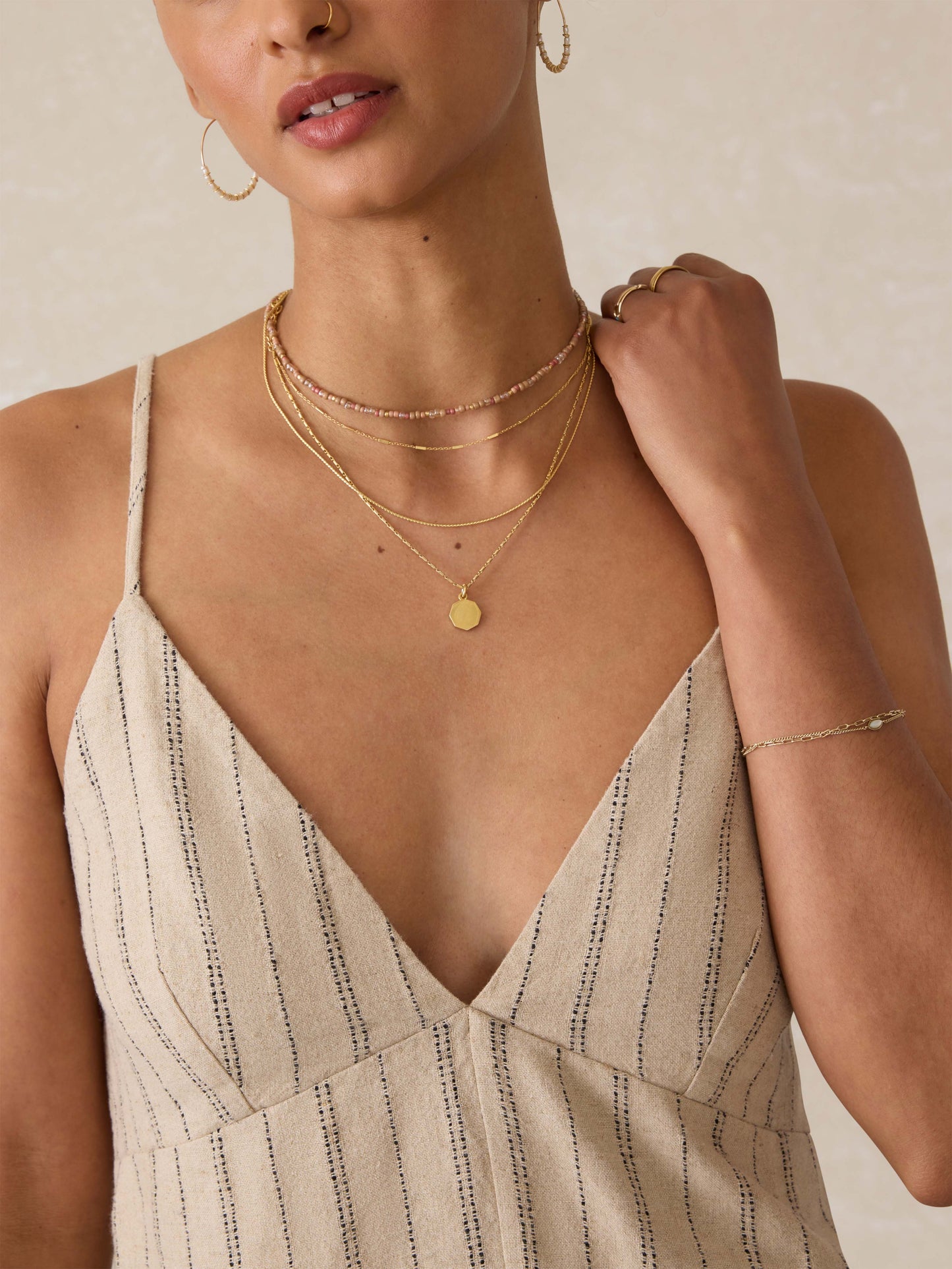 Riviera Linen Tank - Driftwood Stripe