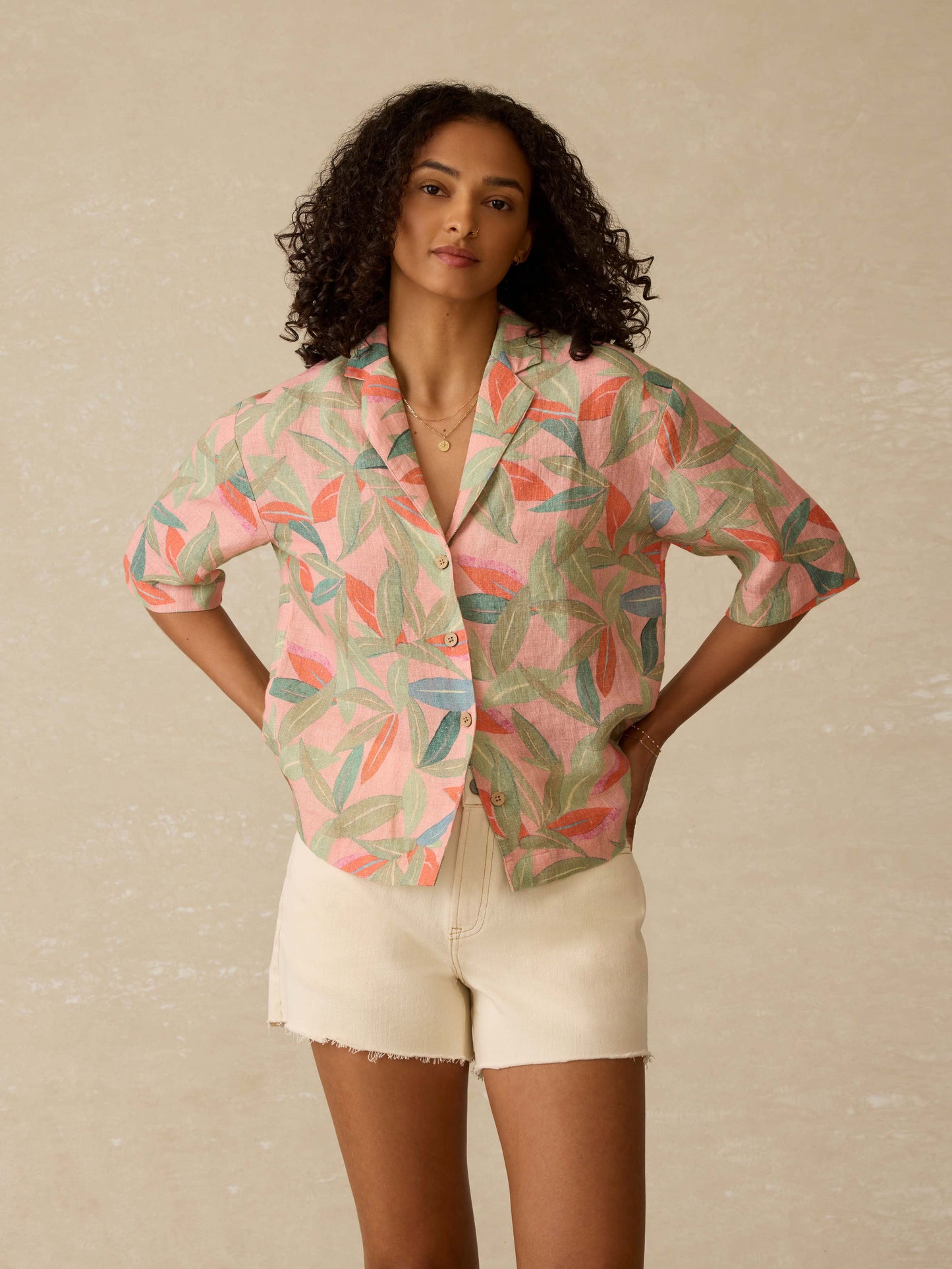 Kanoa Camp Shirt - Watercolor Palms