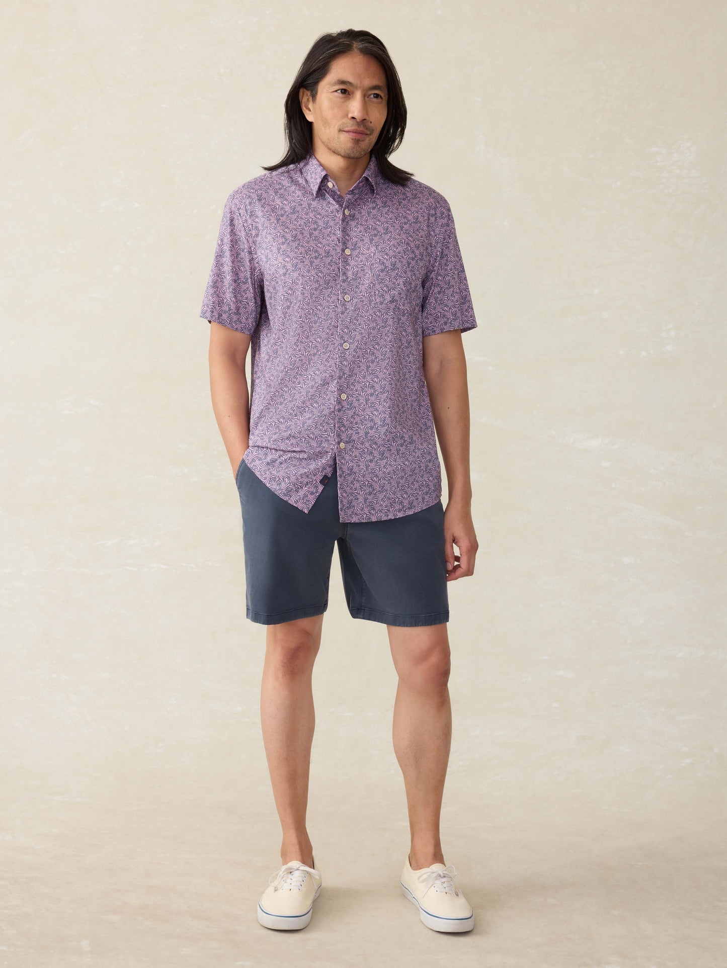 Short-Sleeve Movement™ Monterey Shirt - Lavender Sky Canopy
